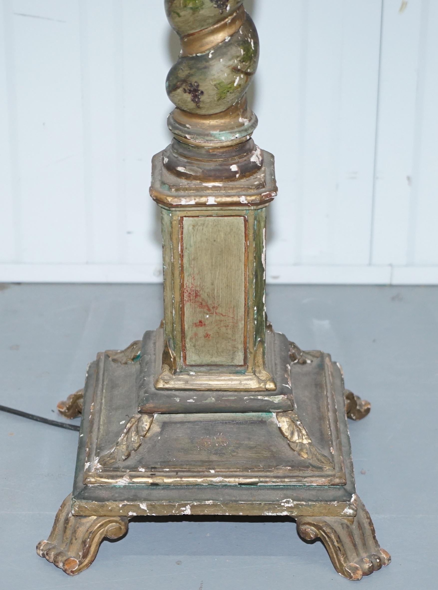 19th Century Rare Victorian Hand-Painted Italian Venetian Uplighter Floor Standing Lamp For Sale