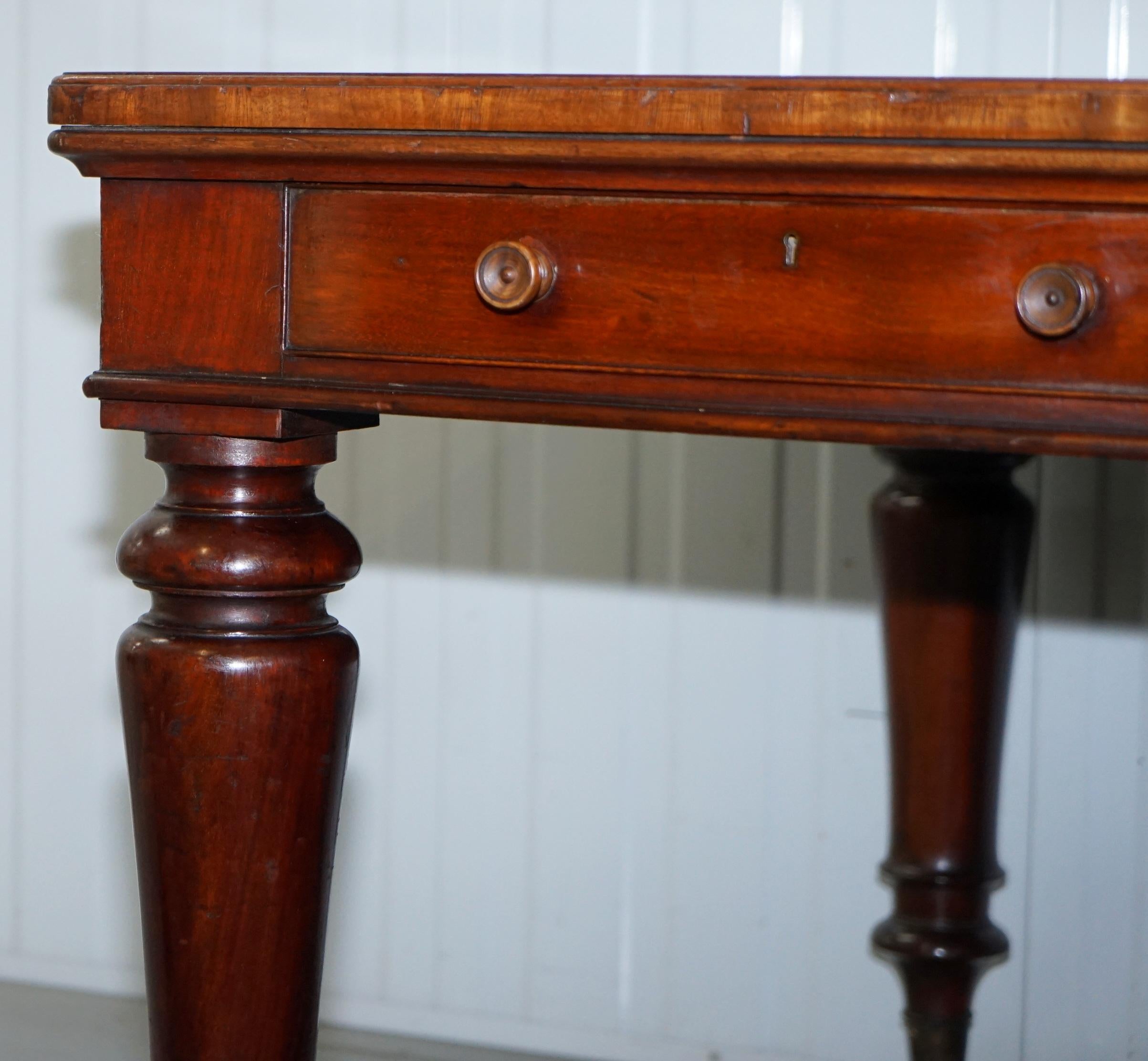 Rare Victorian Holland and Sons Double Sided Hardwood Partner Desk Writing Table For Sale 1