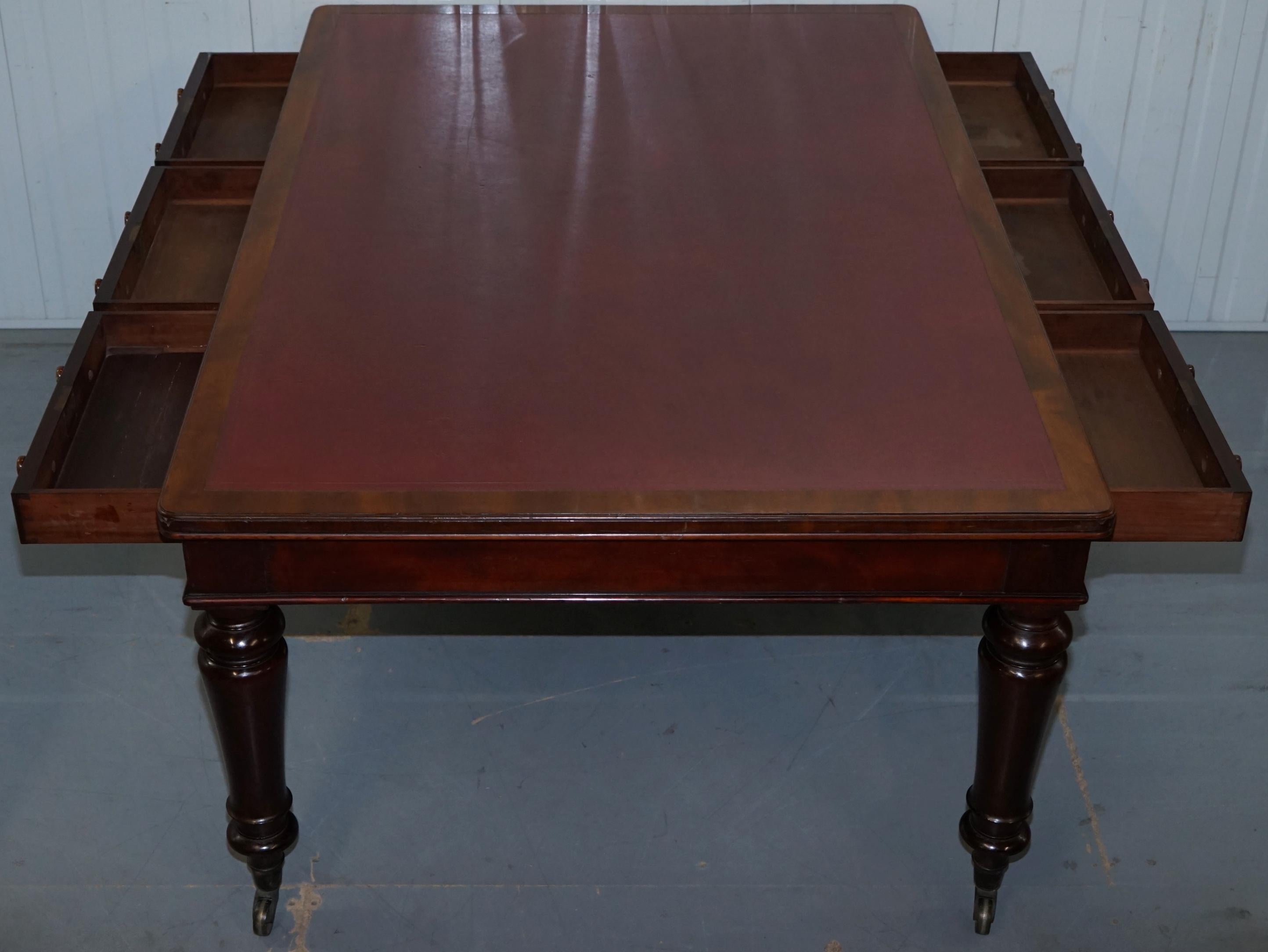 Rare Victorian Holland and Sons Double Sided Hardwood Partner Desk Writing Table For Sale 4