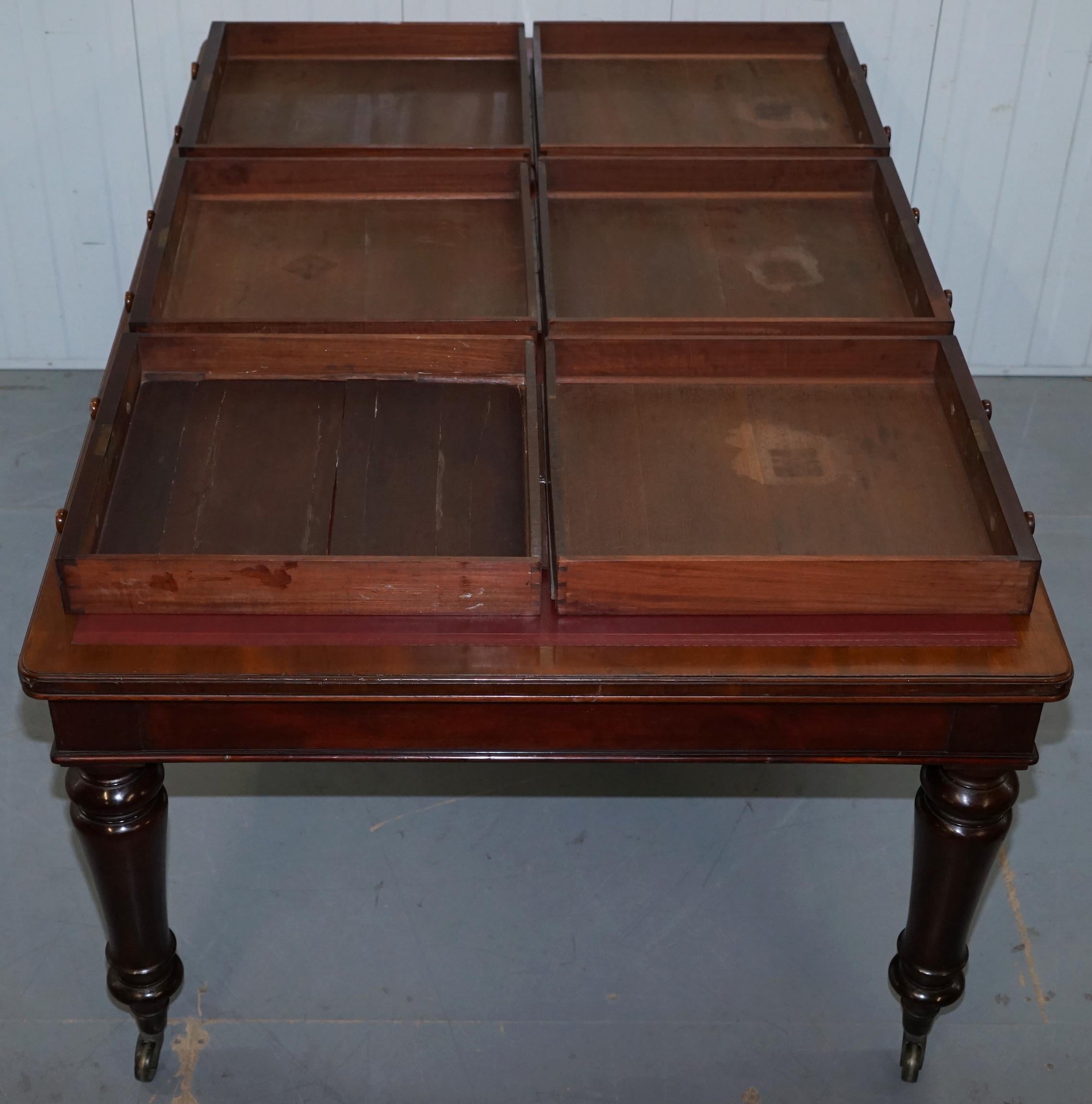 Rare Victorian Holland and Sons Double Sided Hardwood Partner Desk Writing Table For Sale 10