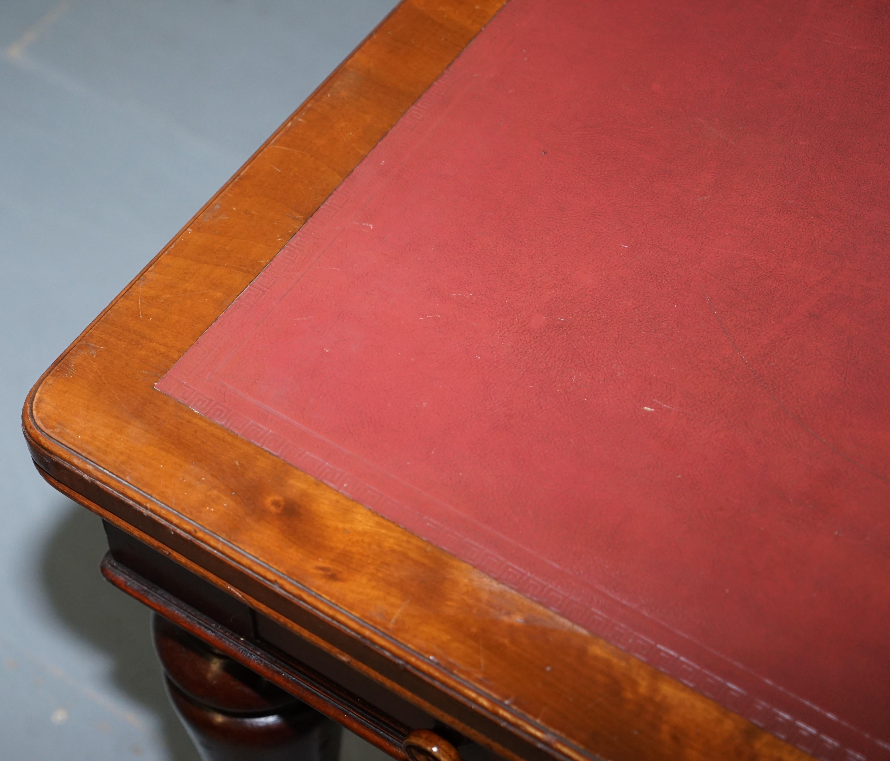 Rare table à écrire victorienne Holland and Sons Partner à double face en bois de feuillus en vente 1