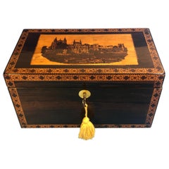 Rare Victorian Inlaid Rosewood Tunbridge Ware Tea Caddy