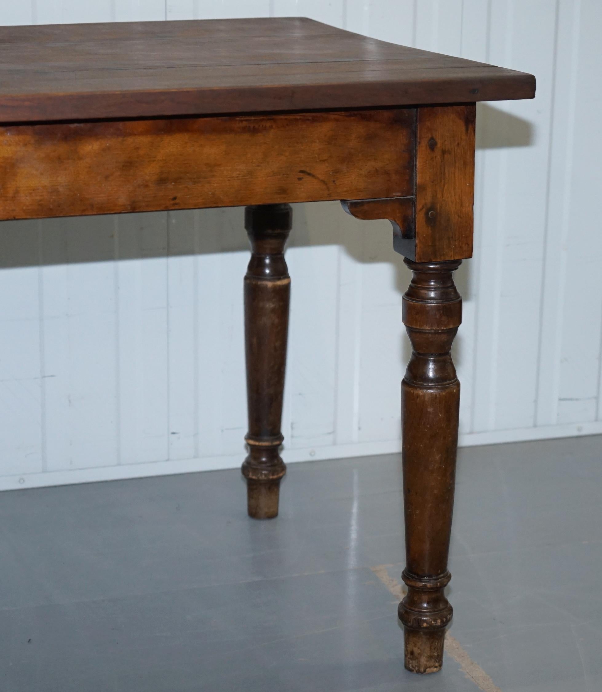 Rare Victorian Jas Shoolbred & Co. Three Plank Walnut Refectory Dining Table 5