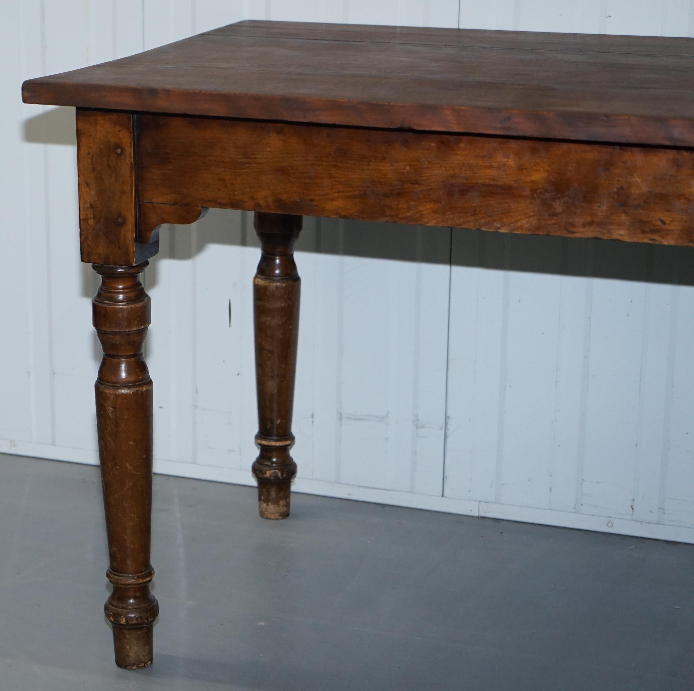 Rare Victorian Jas Shoolbred & Co. Three Plank Walnut Refectory Dining Table 8