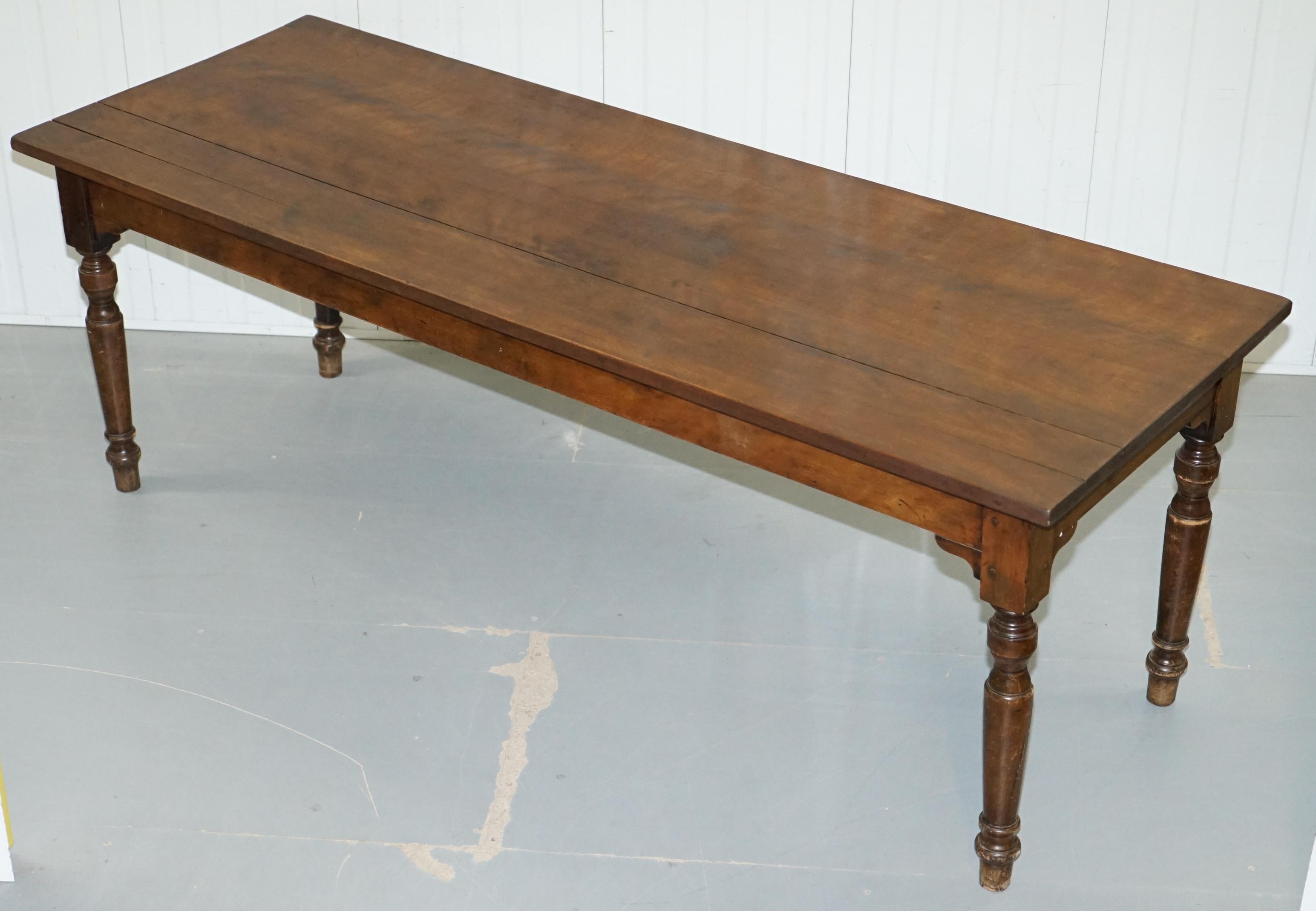 We are delighted to offer for sale this lovely mid-Victorian James Jas Shoolbred refectory dining table in solid walnut

A good looking functional and well made English refectory table from one of the finest cabinet makers our country has ever