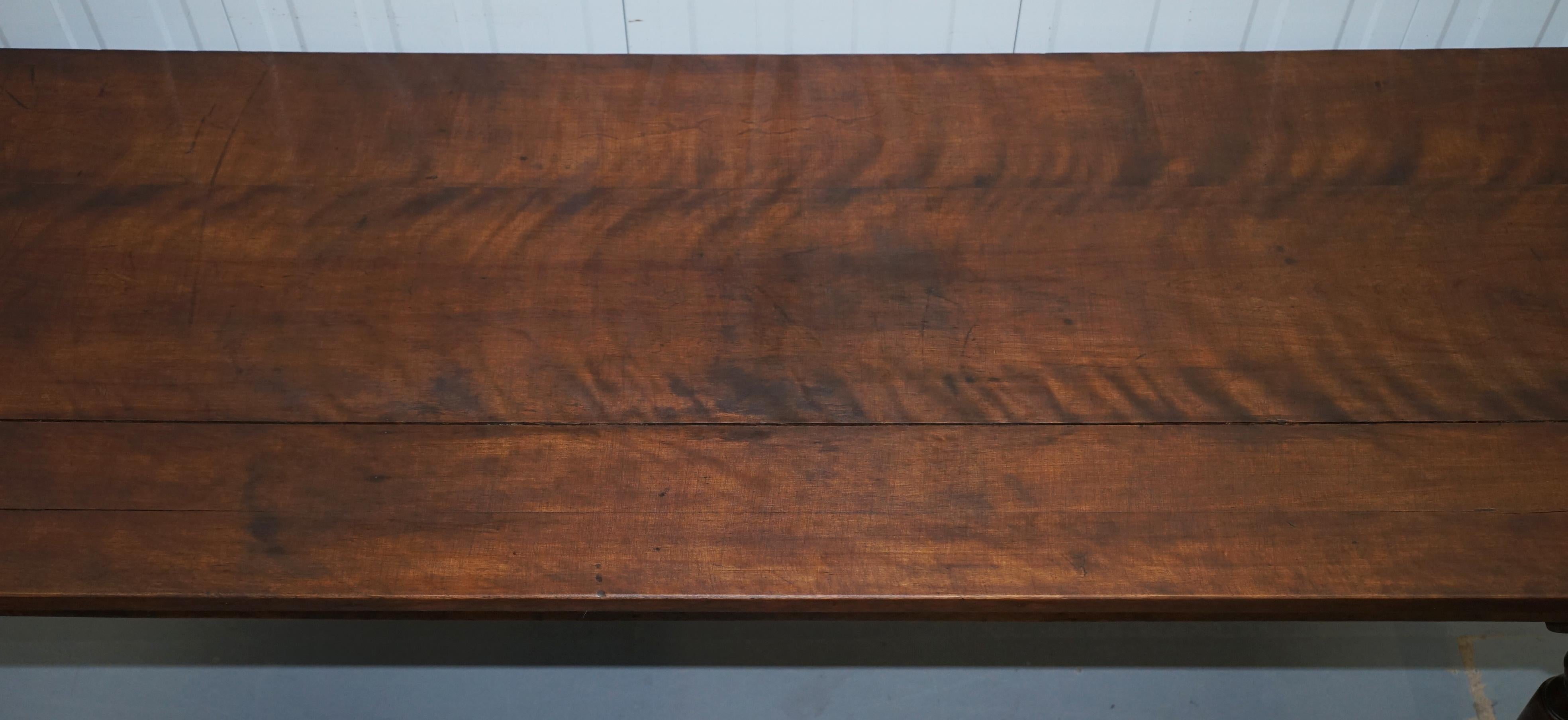 Mid-19th Century Rare Victorian Jas Shoolbred & Co. Three Plank Walnut Refectory Dining Table