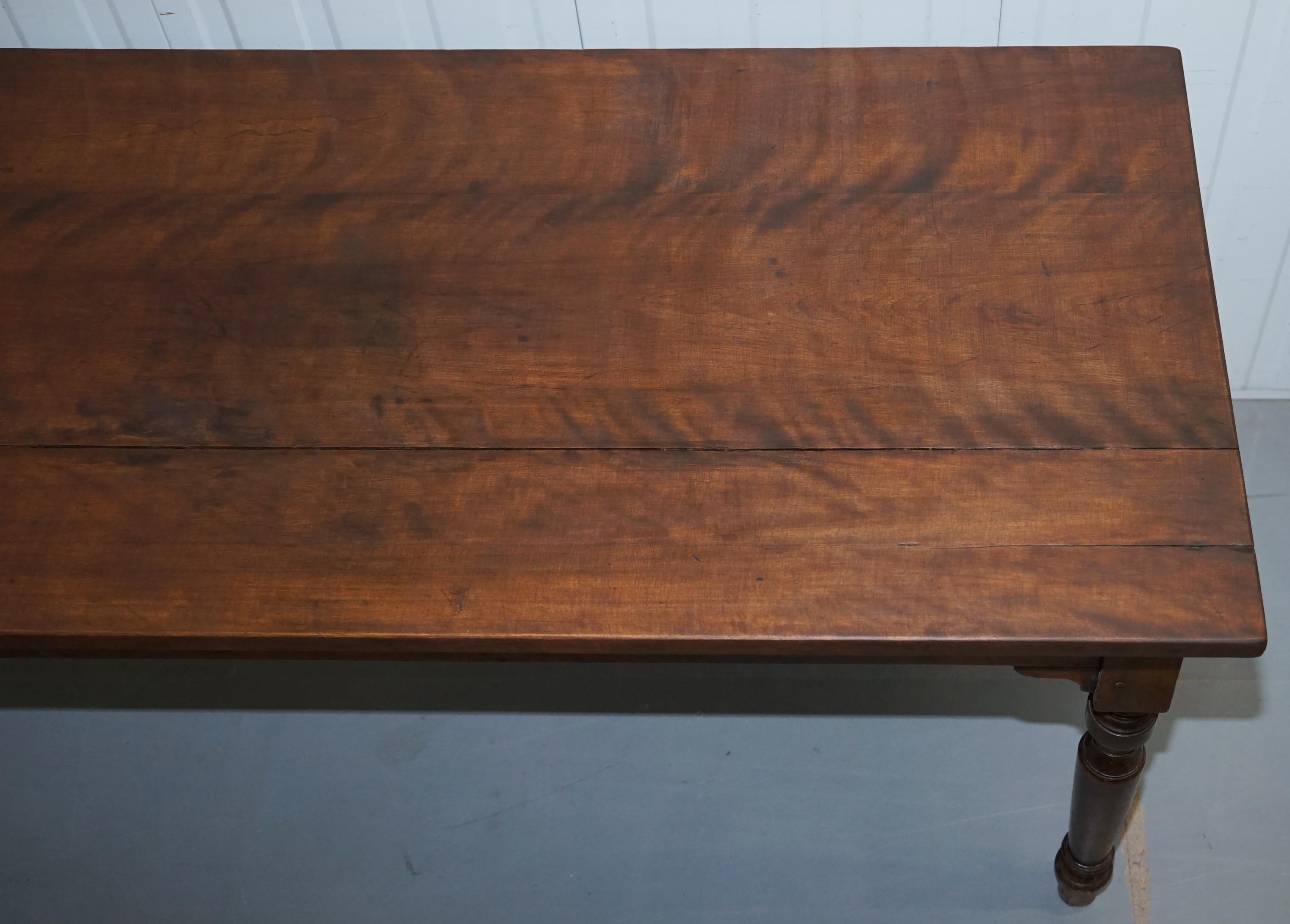 Mahogany Rare Victorian Jas Shoolbred & Co. Three Plank Walnut Refectory Dining Table