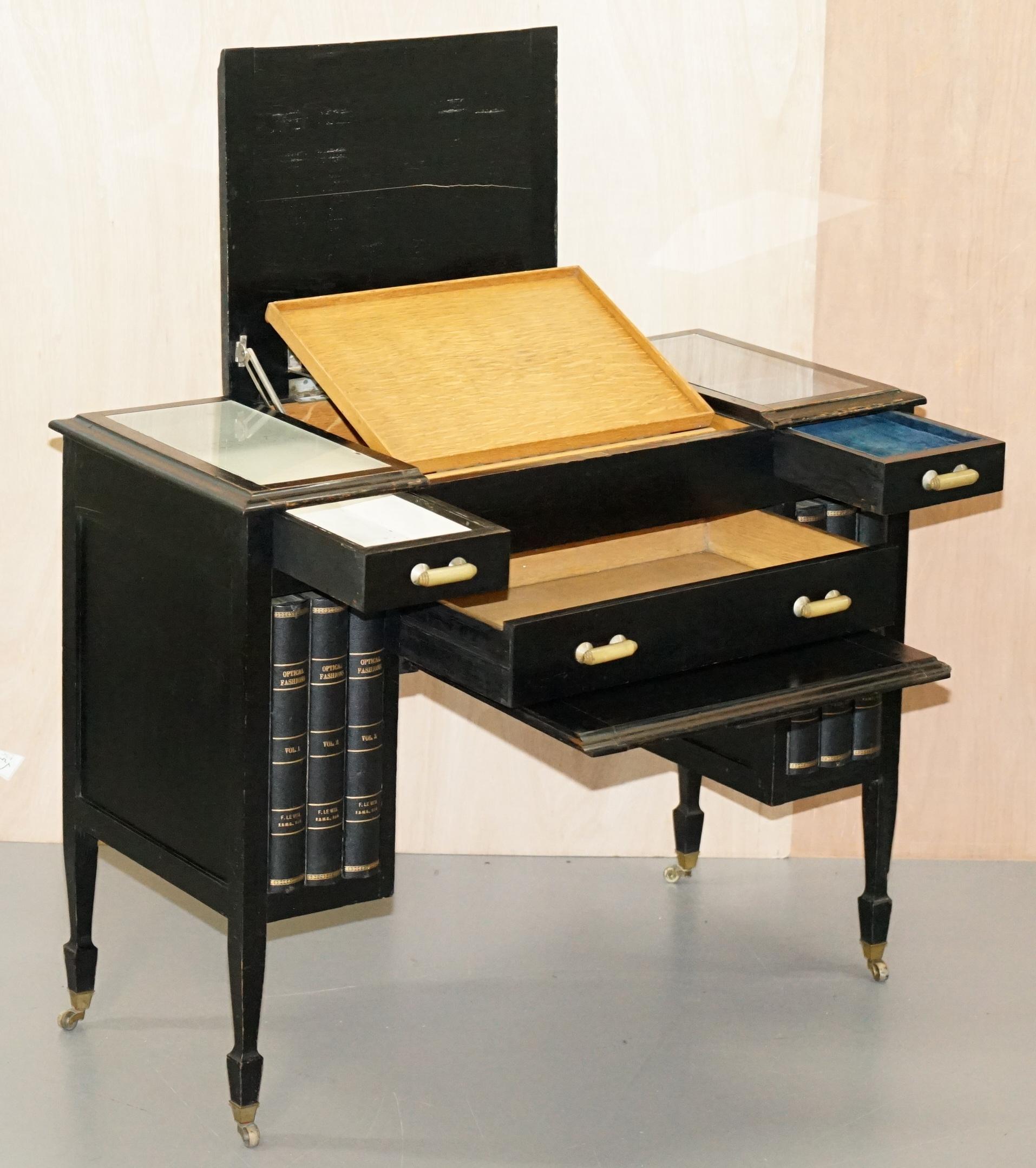 Rare Victorian Lever Brothers London Opticians Desk with Books Hiding Glasses 5