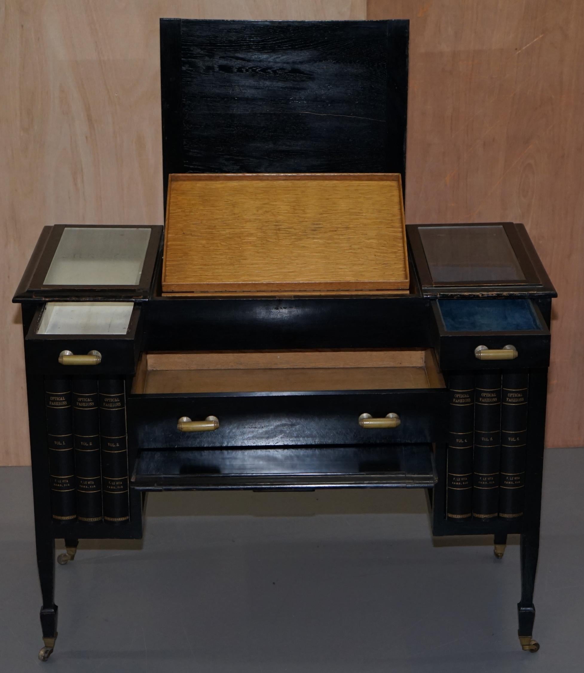 Rare Victorian Lever Brothers London Opticians Desk with Books Hiding Glasses 6