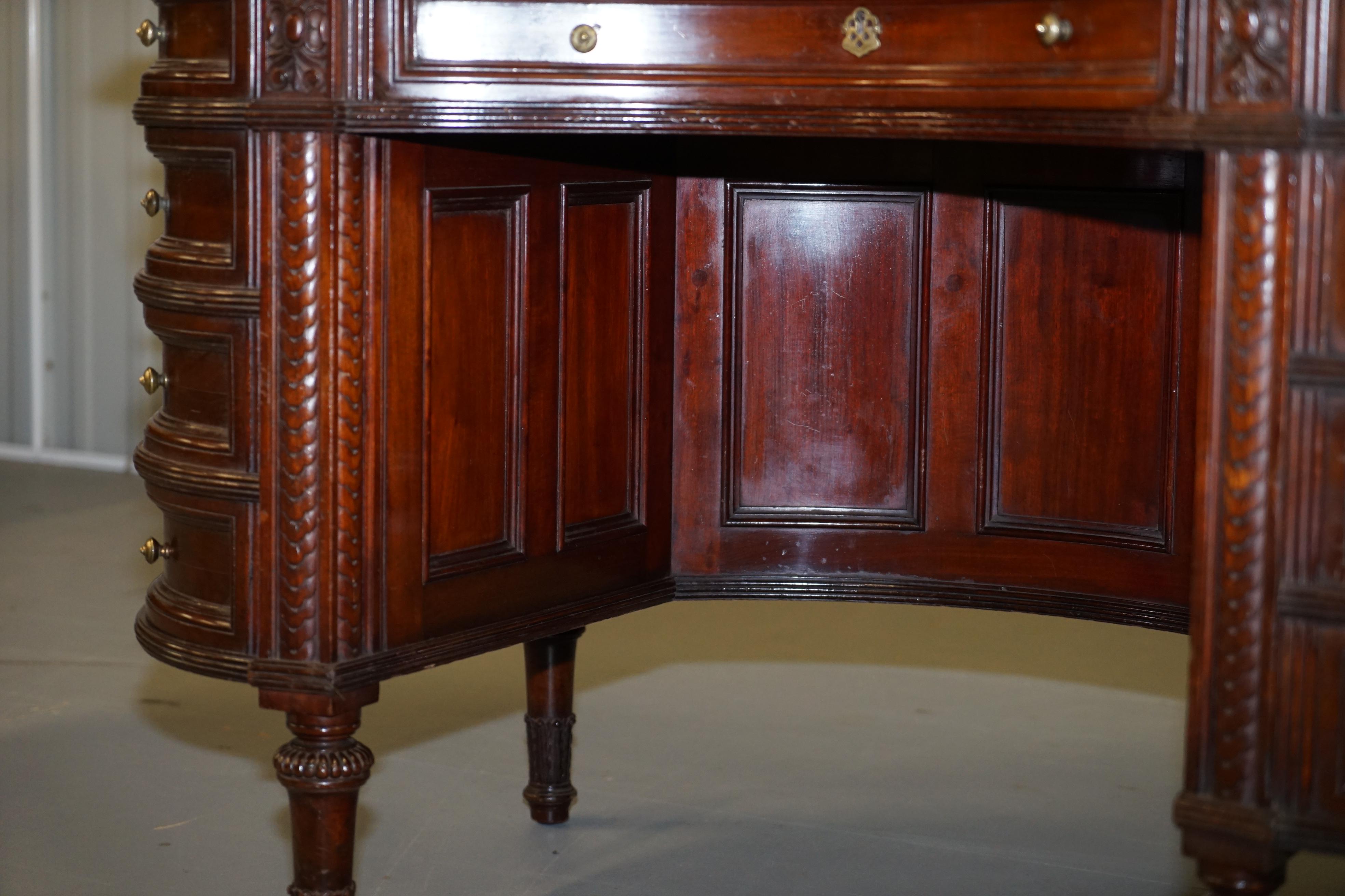 Rare Victorian Hardwood Kidney Desk with Bookcase Back & Sideways Opening Drawer 2