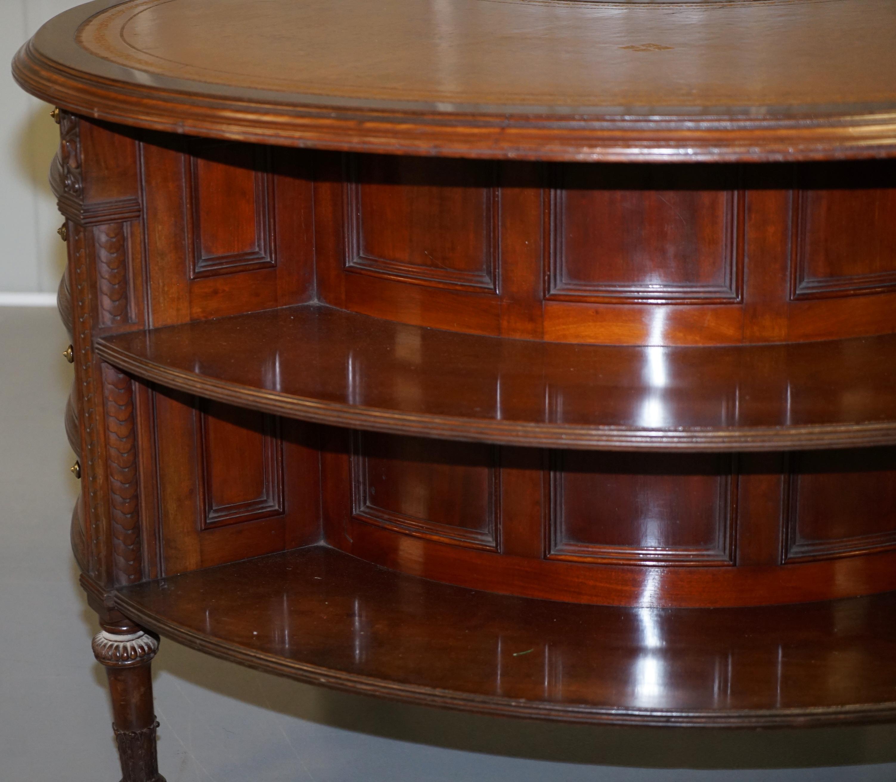 Rare Victorian Hardwood Kidney Desk with Bookcase Back & Sideways Opening Drawer 5