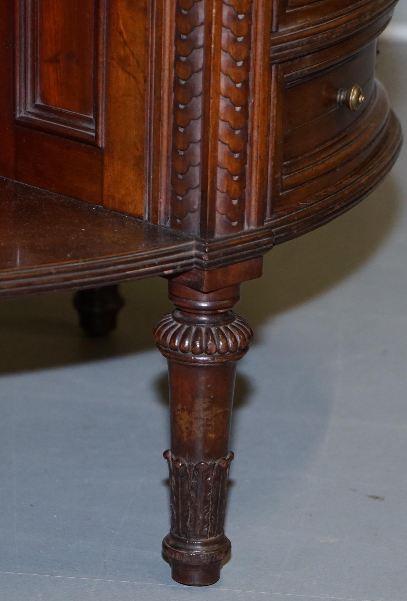 Rare Victorian Hardwood Kidney Desk with Bookcase Back & Sideways Opening Drawer 6