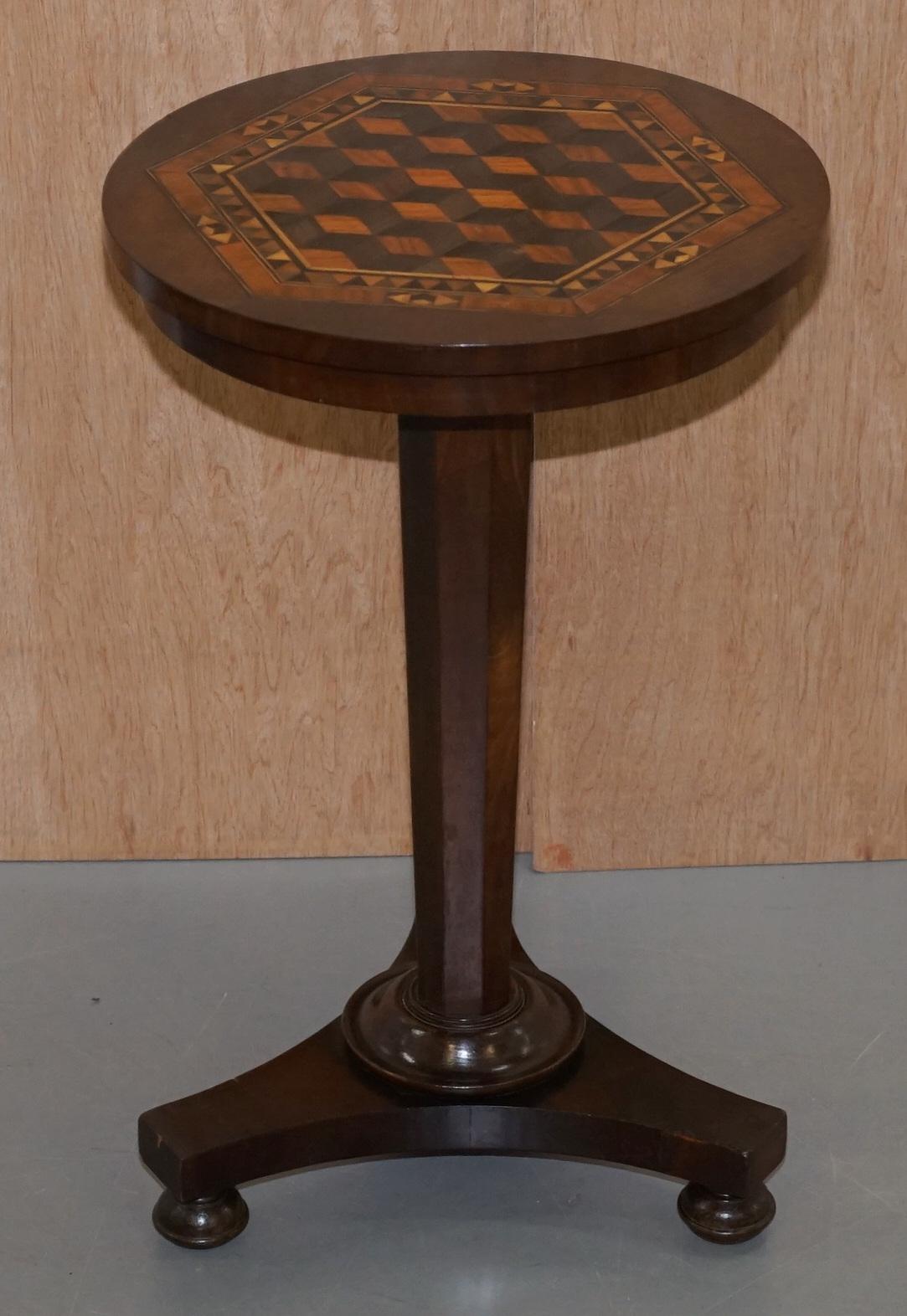 We are delighted to offer for sale this sublime Victorian mahogany occasional table with exquisite geometric parquetry inlaid specimen wood top

A very good looking and well made piece, the table top is like a piece of art, its so intelligently