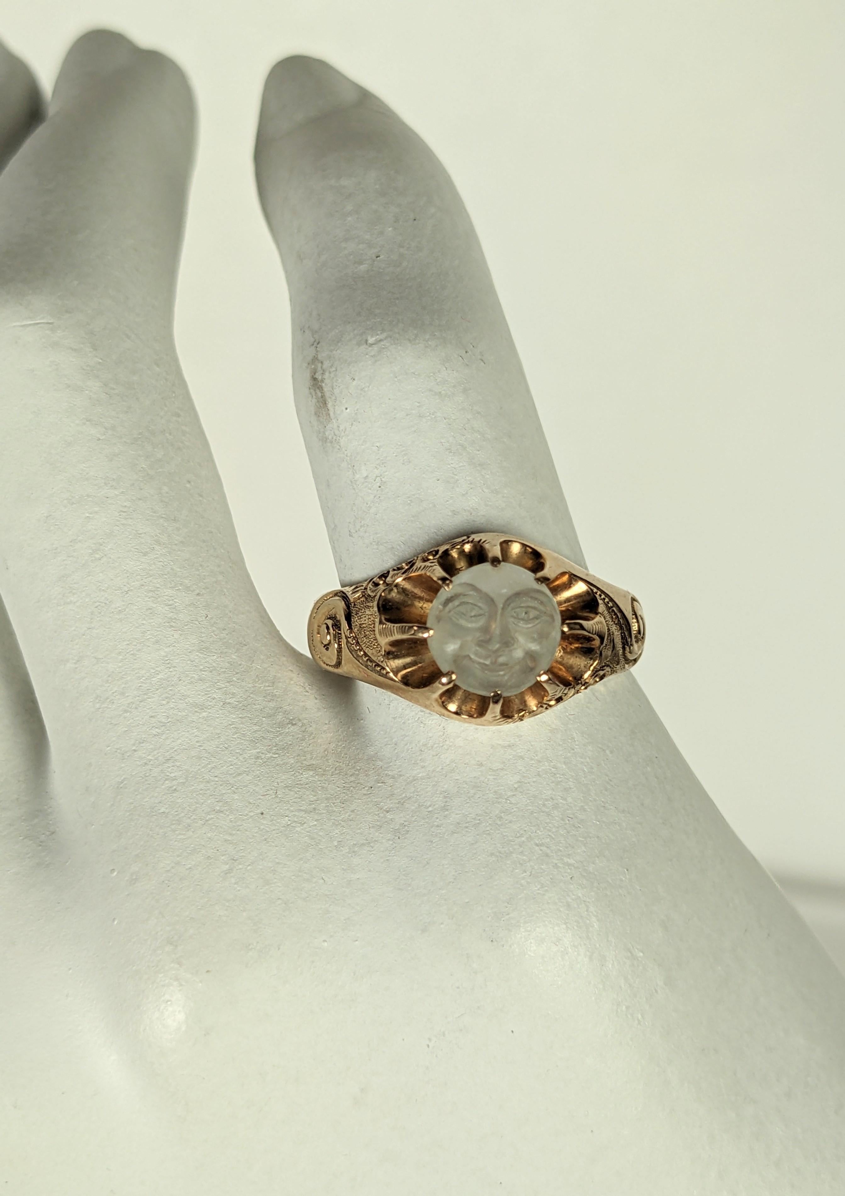 Rare Victorian Man in the Moon Ring, Heintz Bros. For Sale 4