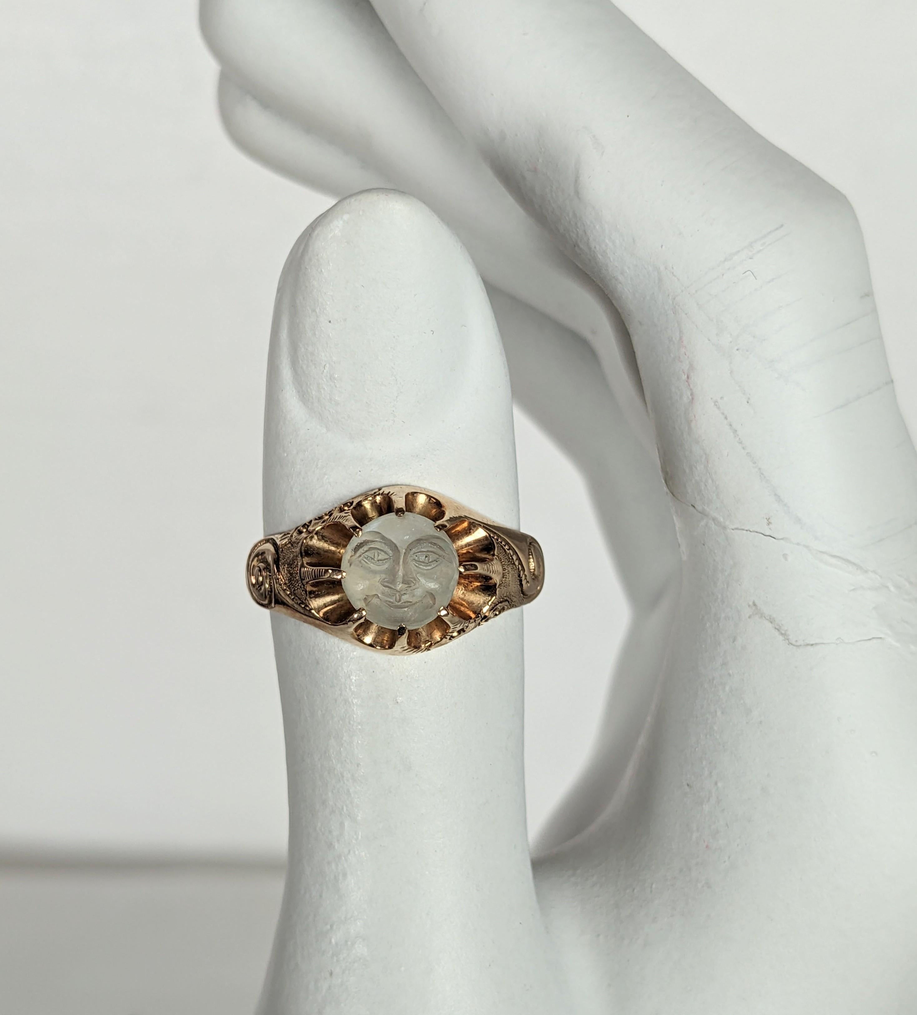 Rare Victorian Man in the Moon Ring, Heintz Bros. For Sale 6