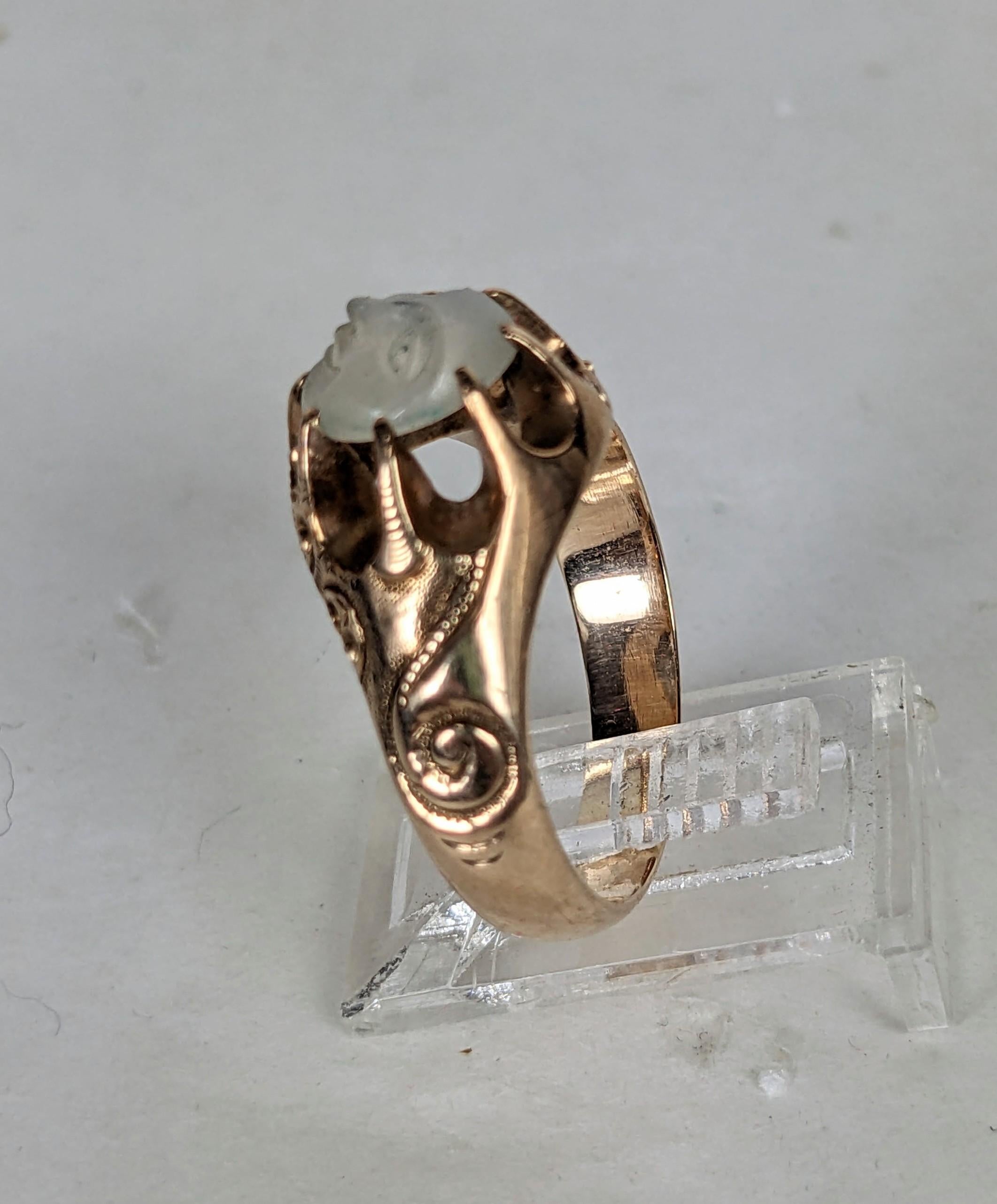 Rare Victorian Man in the Moon Ring, Heintz Bros. In Excellent Condition For Sale In Riverdale, NY