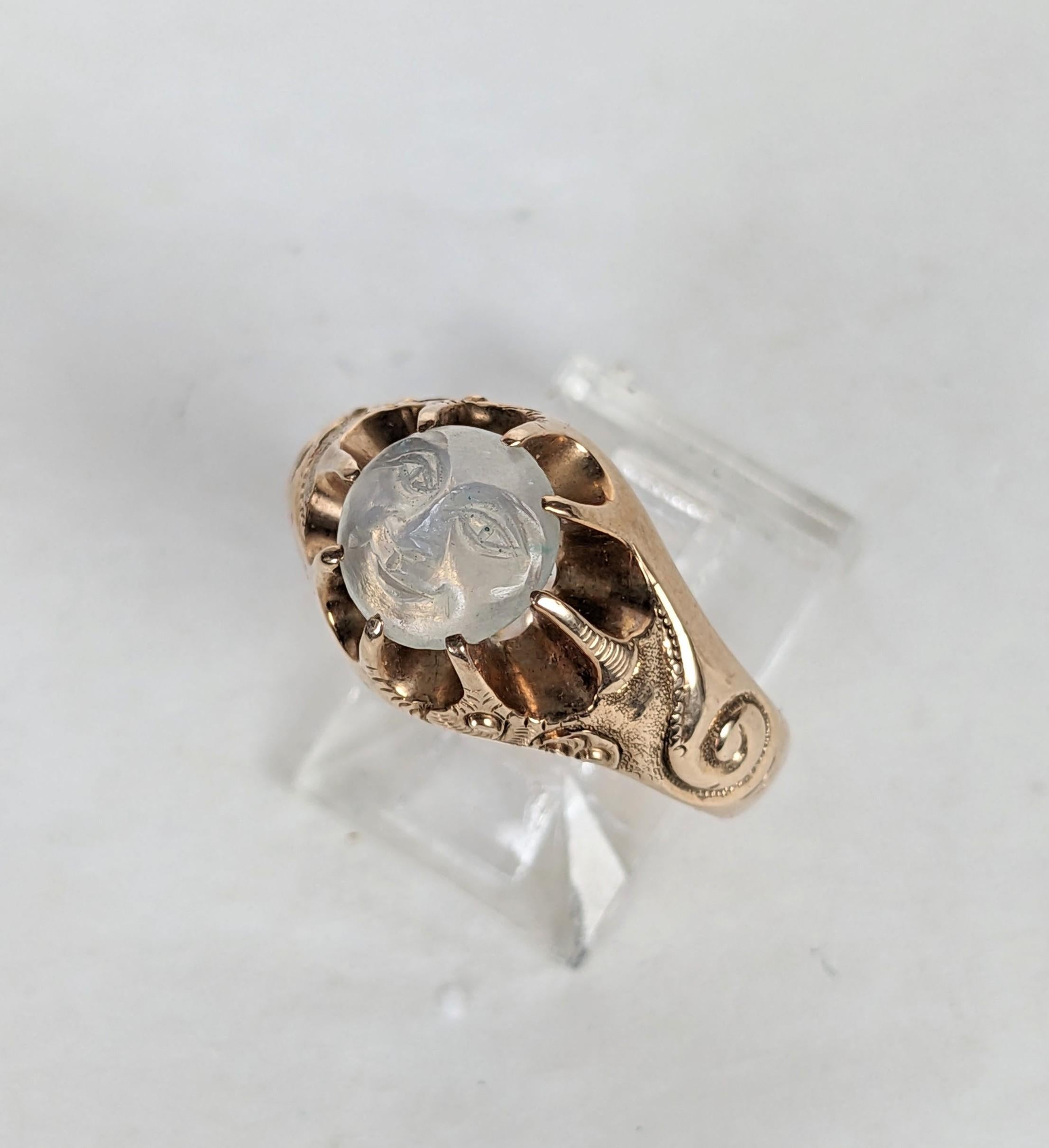 Rare Victorian Man in the Moon Ring, Heintz Bros. For Sale 1