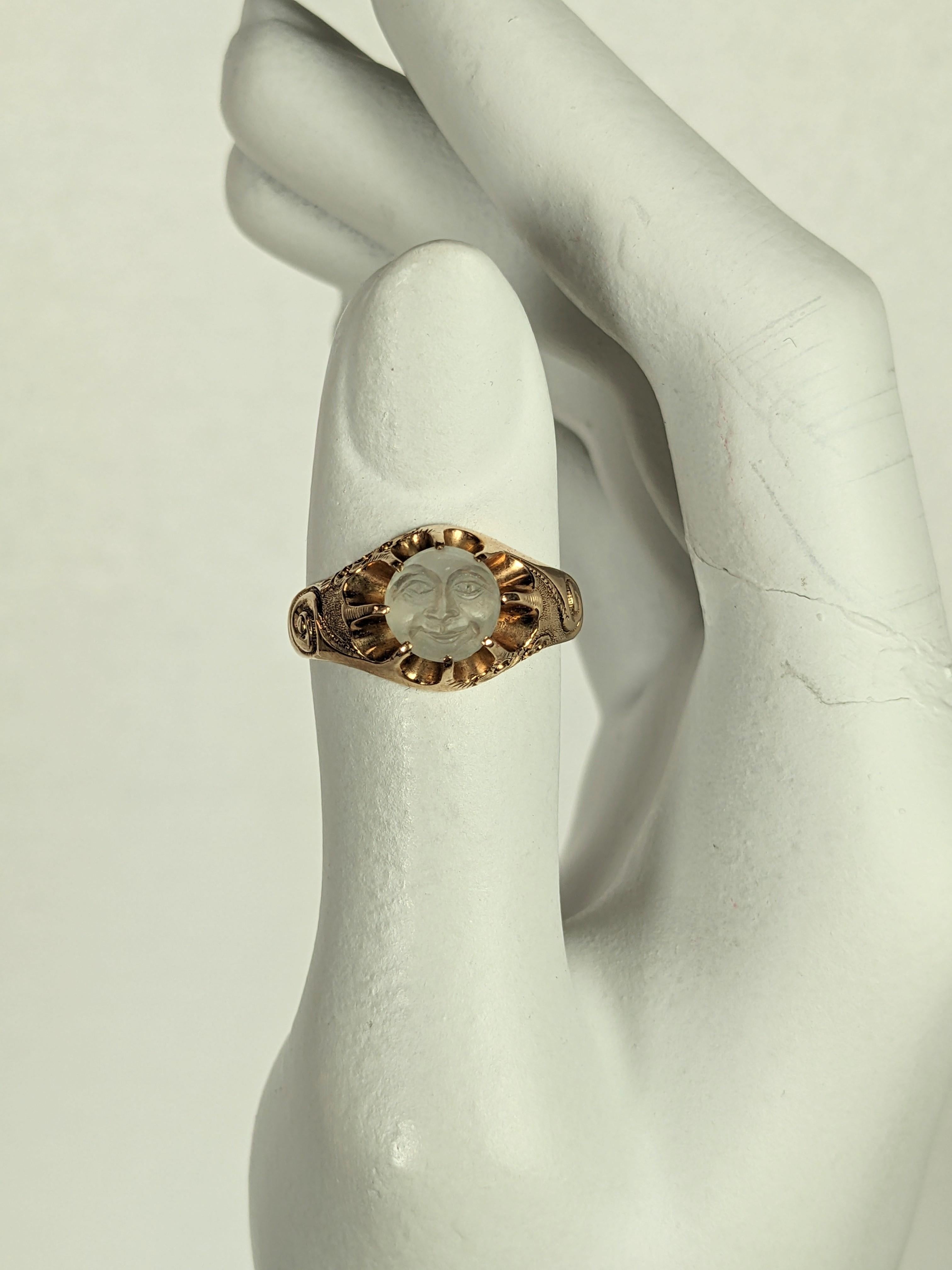 Rare Victorian Man in the Moon Ring, Heintz Bros. For Sale 2