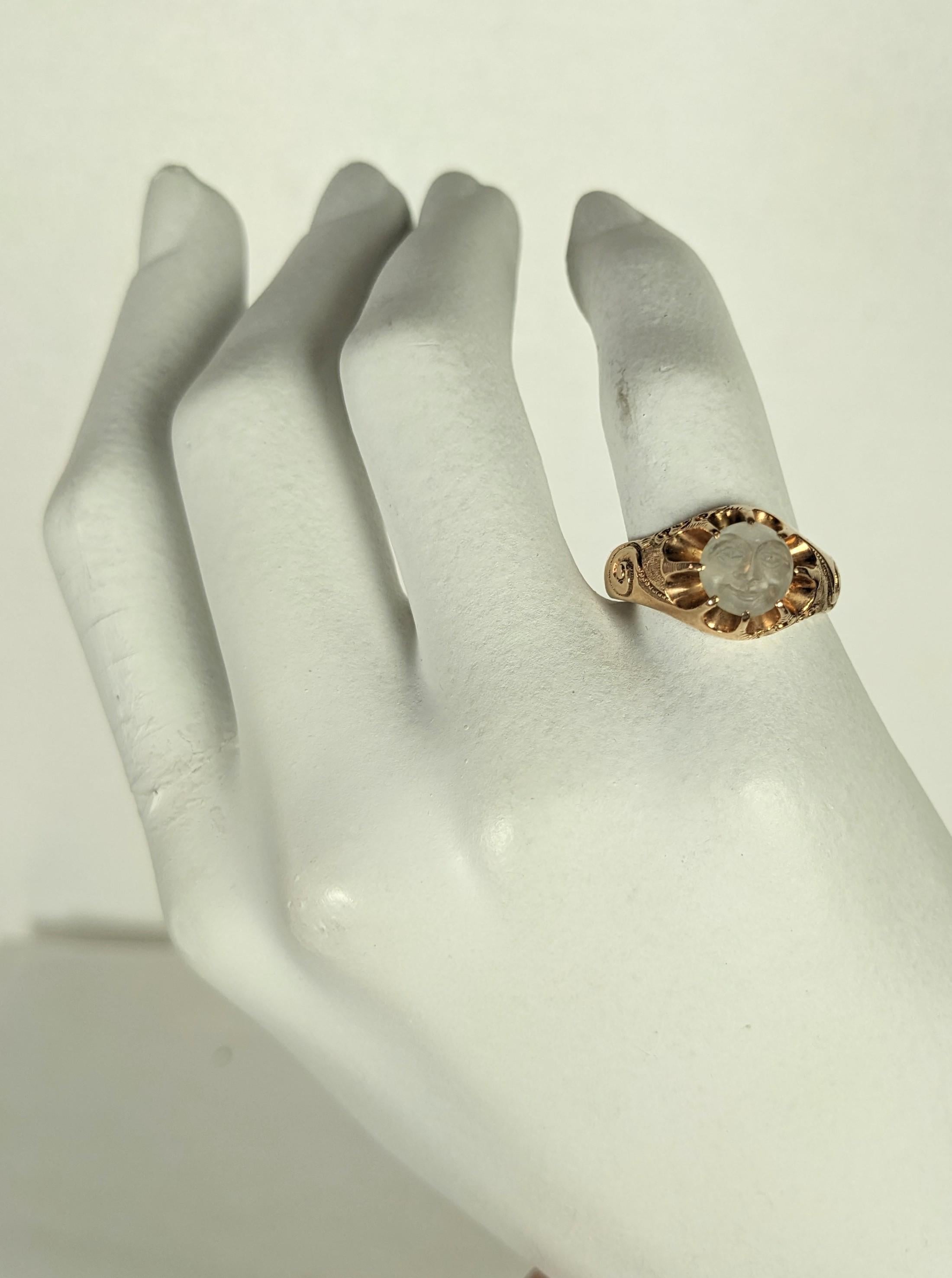 Rare Victorian Man in the Moon Ring, Heintz Bros. For Sale 3