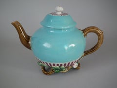 Rare Victorian Minton Majolica Teapot And Sugar Pot