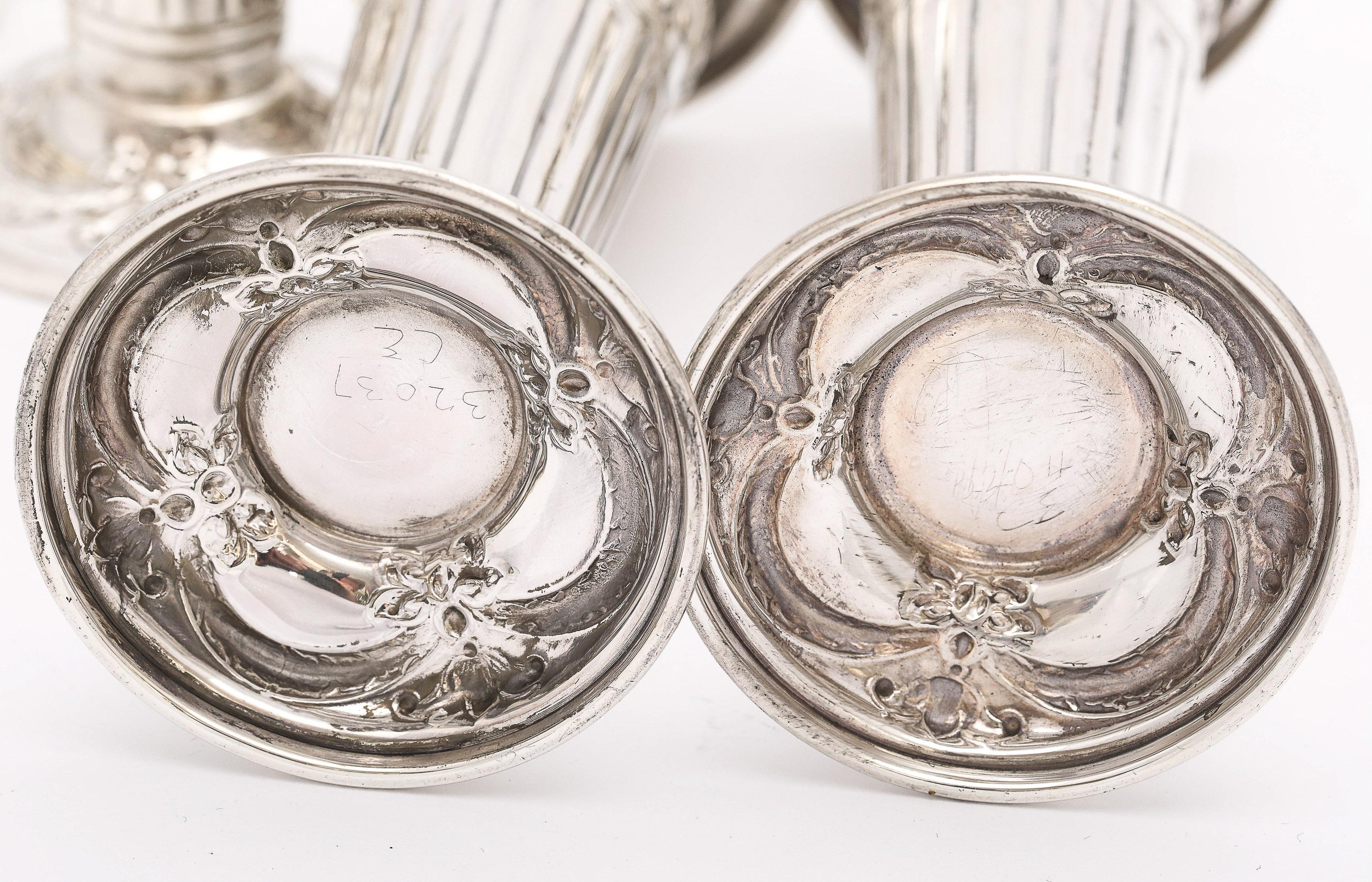 Rare Victorian Period Set of Four Matching Sterling Silver Bud Vases By Atkin For Sale 9