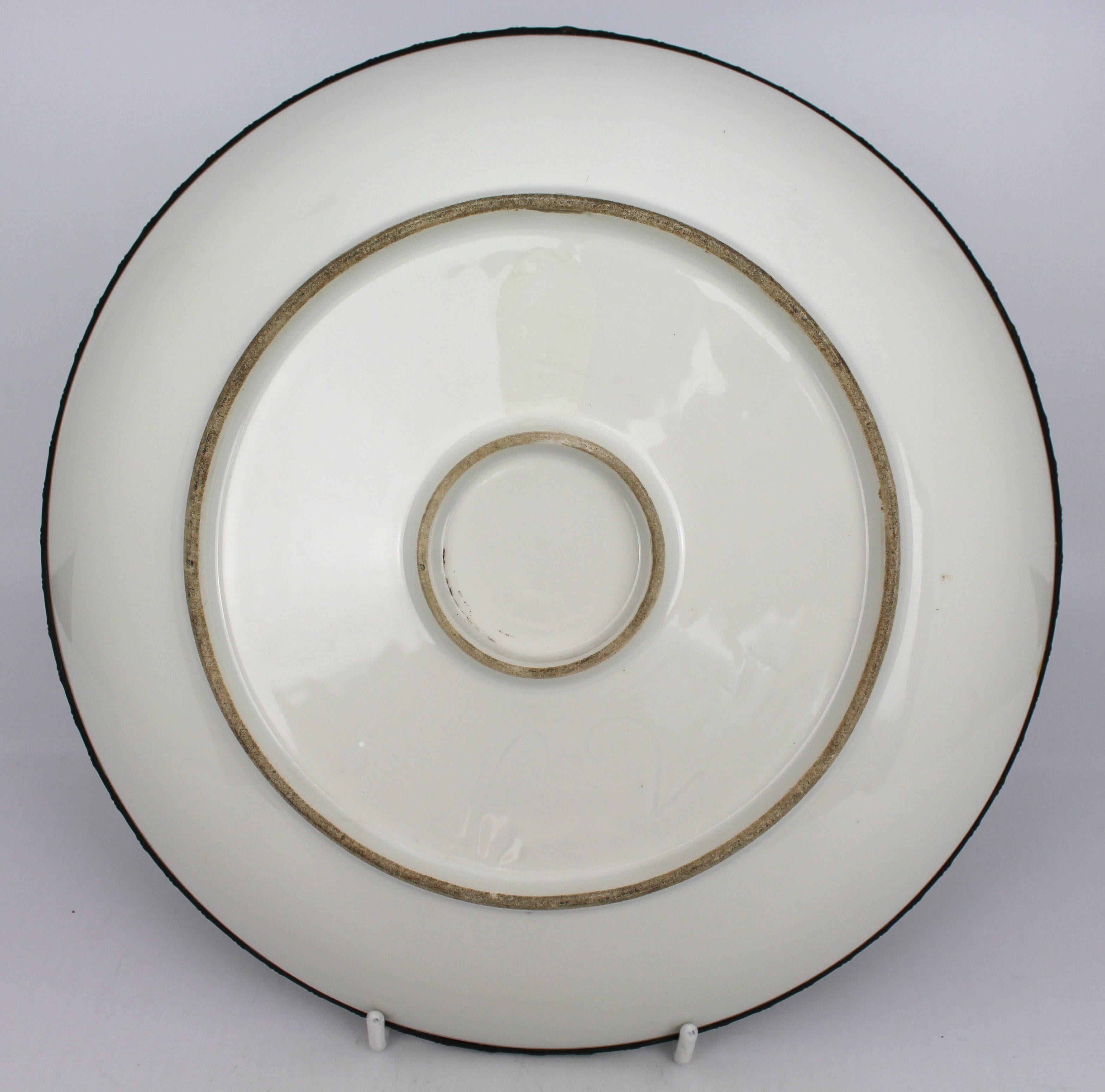 Rare Victorian Porcelain Charger with Platinum Ground & Bronze Bamboo Rim (19. Jahrhundert) im Angebot