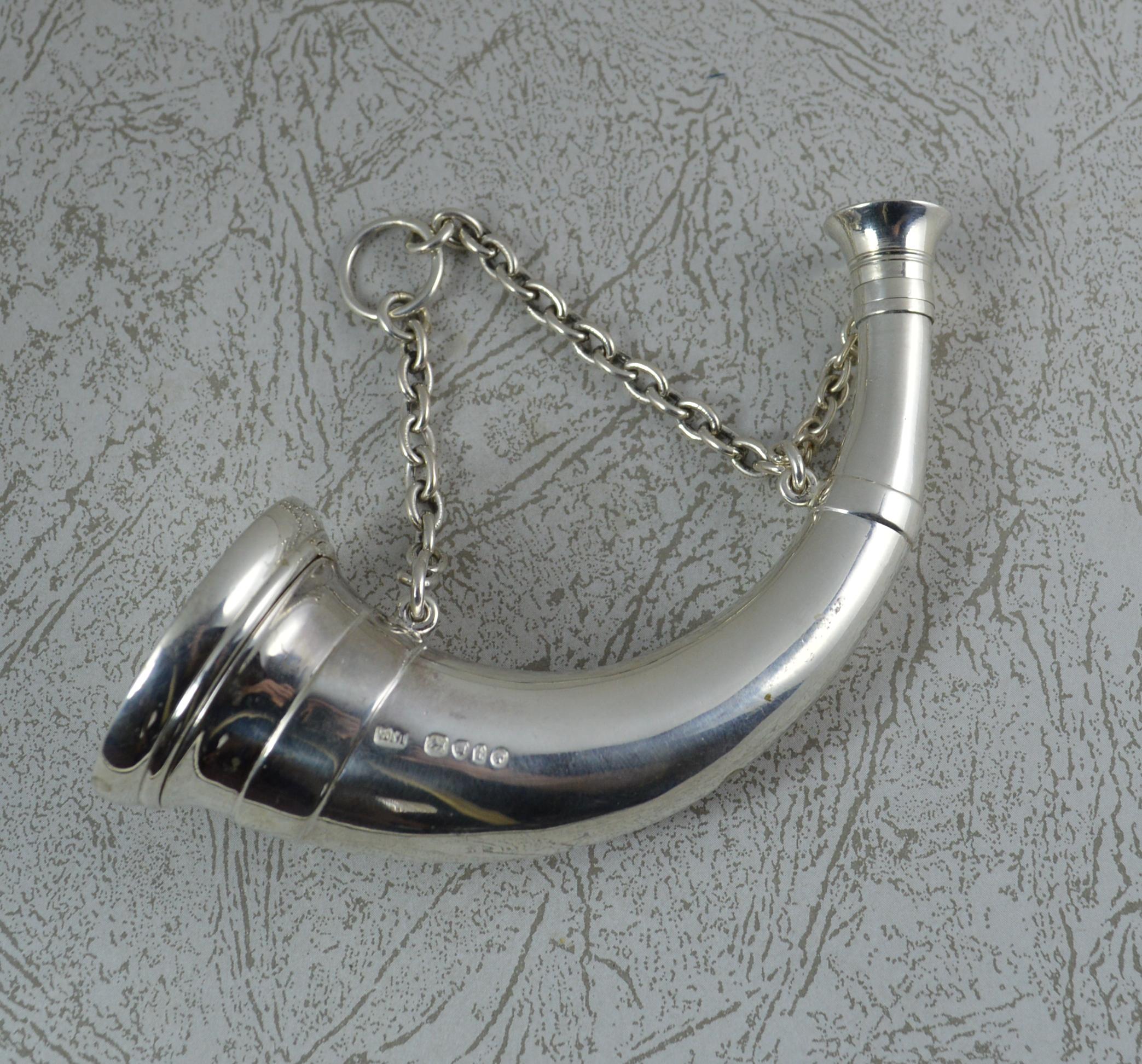 Rare Victorian Sampson Mordan Sterling Silver Bugle Horn Vinaigrette Flask 10