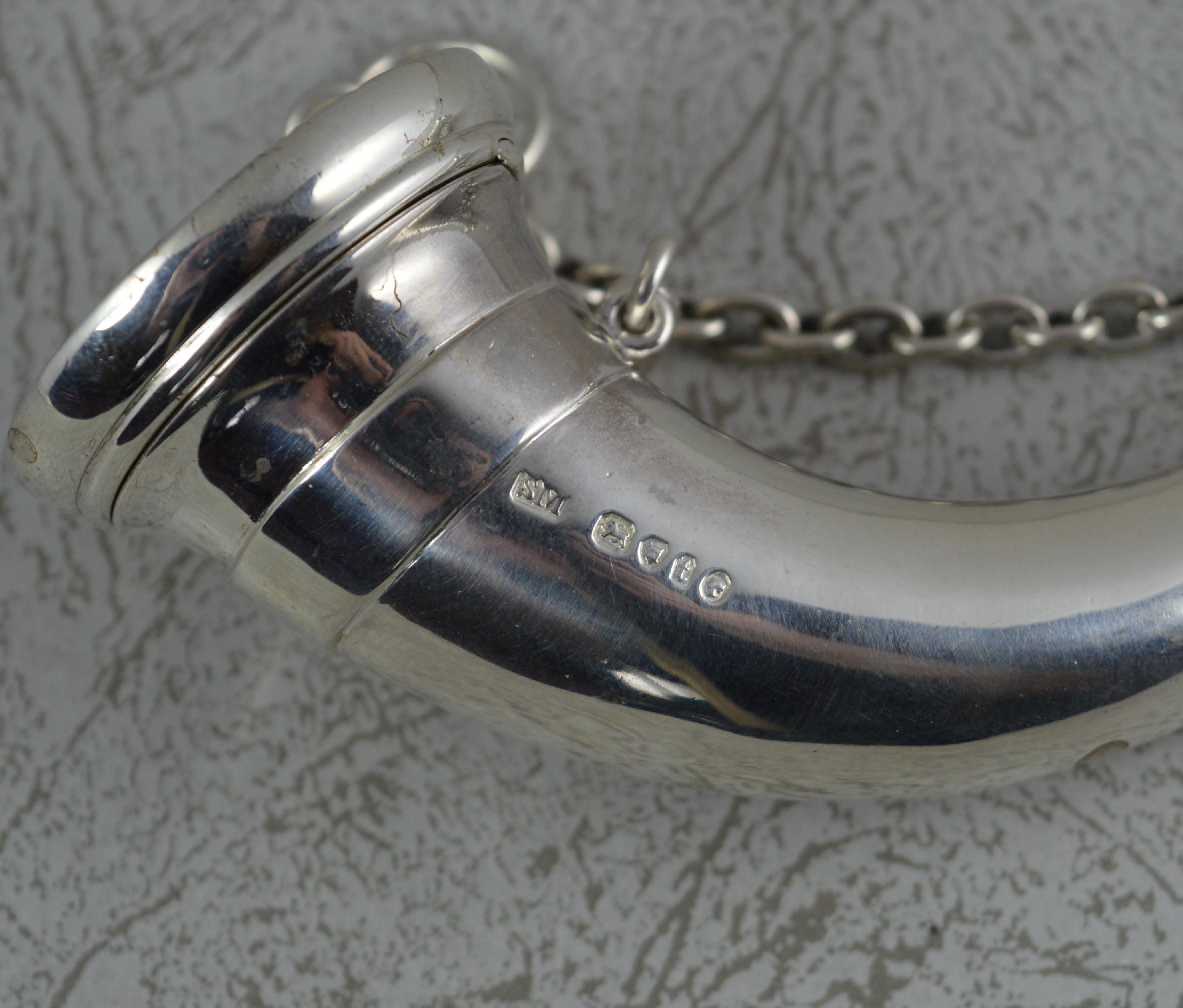 Rare Victorian Sampson Mordan Sterling Silver Bugle Horn Vinaigrette Flask 11