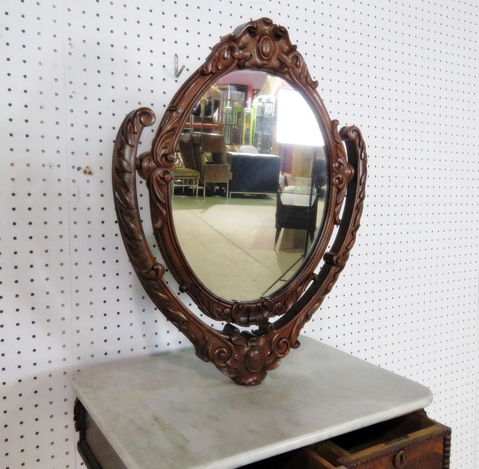 19th Century Rare Victorian Shaving Mirror Attributed to Thomas Brooks
