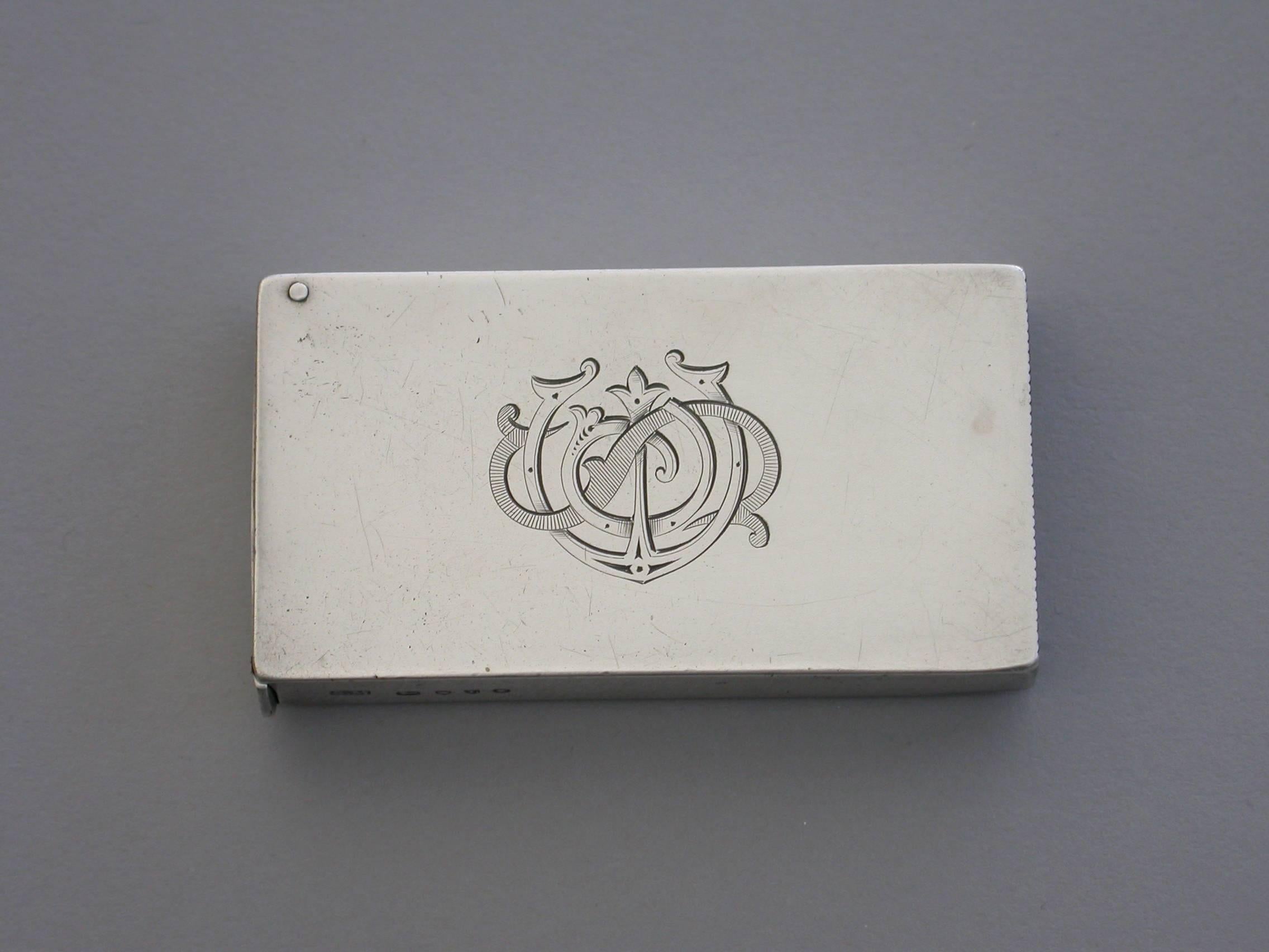 Rare Victorian Silver and Enamel Railway Ticket Vesta Case, 1886 4