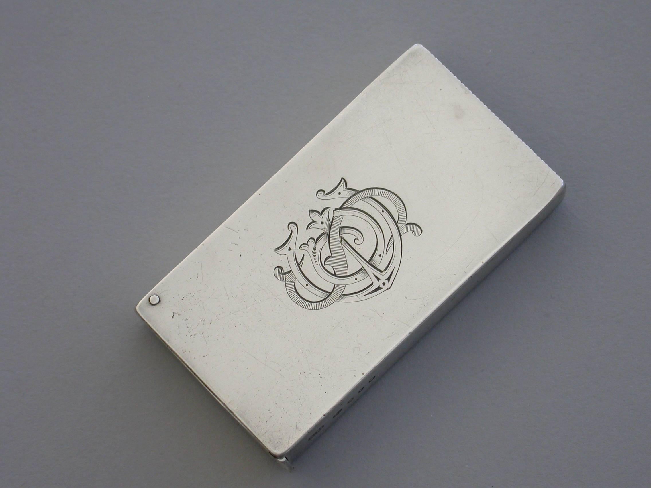 Rare Victorian Silver and Enamel Railway Ticket Vesta Case, 1886 3
