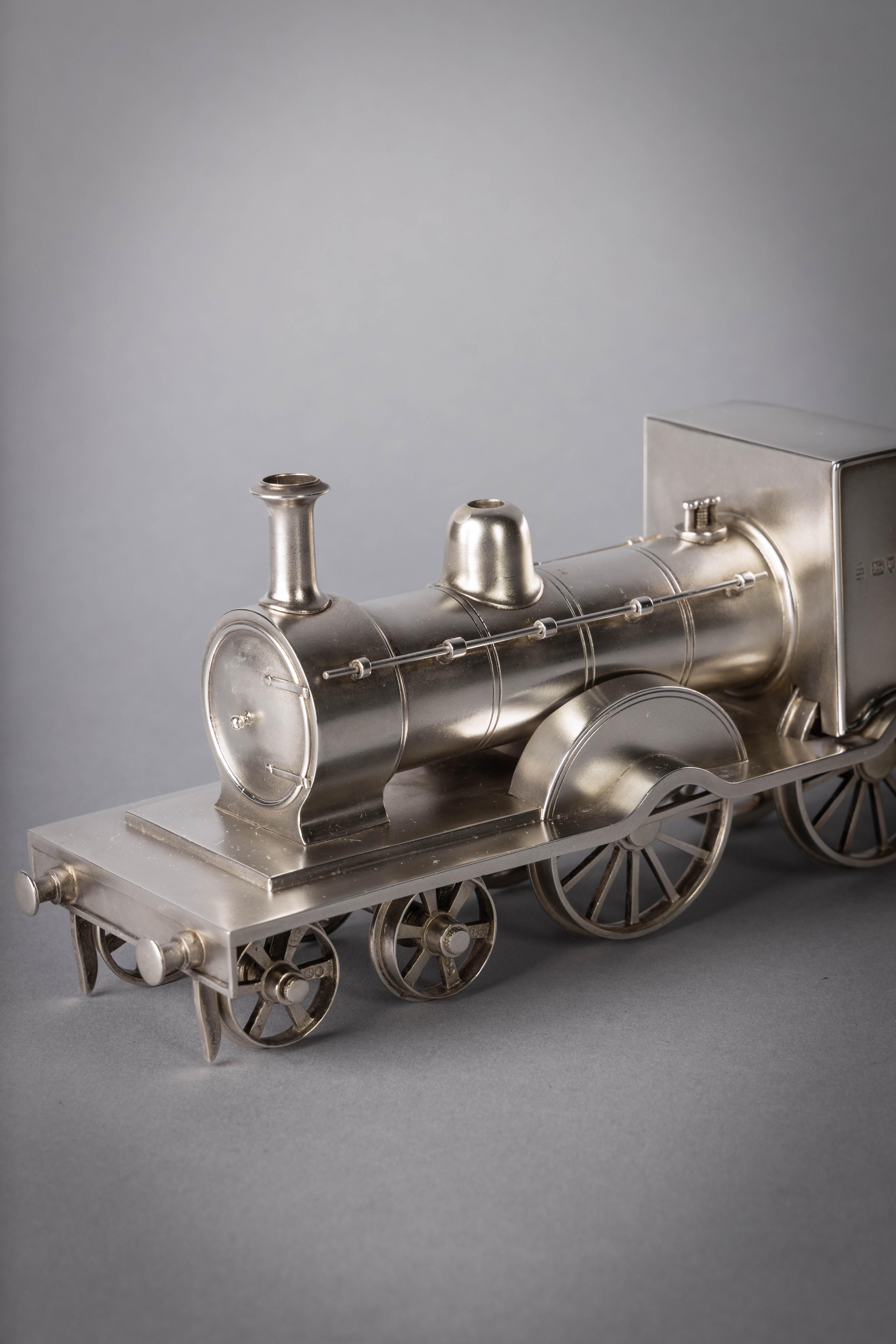 Late 19th Century Rare Victorian Silver Gilt Novelty Locomotive