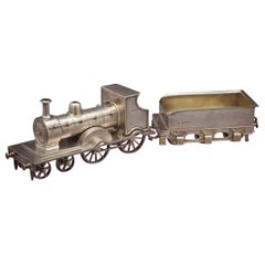 Rare Victorian Silver Gilt Novelty Locomotive