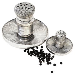 Antique Rare Victorian Silver Novelty Pepper Grinder Mushroom 1882 Matched Salt 1907
