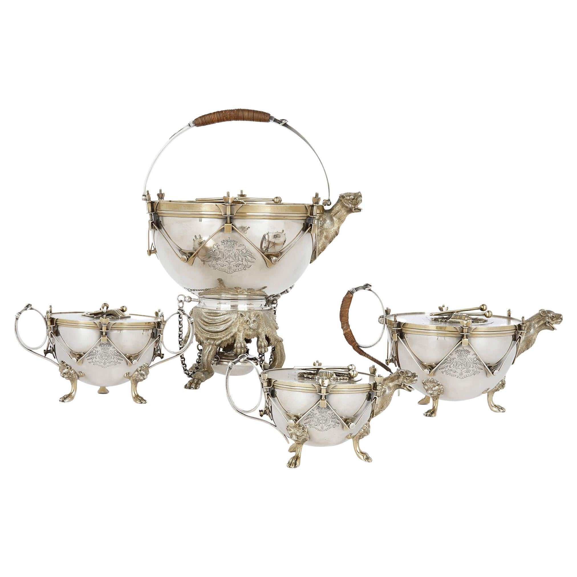 Rare Victorian Silver Tea and Coffee Set by Edward C. Brown For Sale