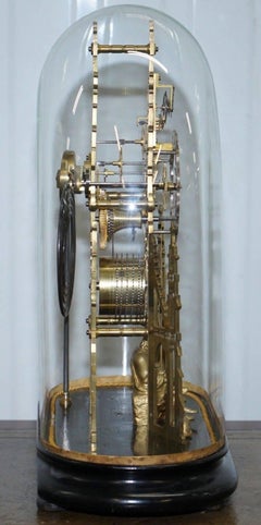 Rare Victorian Single Fusee Mantle Clock Sir Walter Scott & His Dog Maida Statue