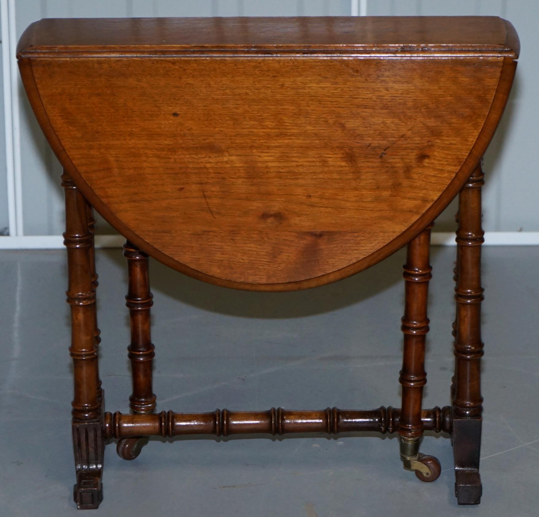 Rare Victorian Small Salesman Sample Famboo Gatele Folding Table Side Table Size 1