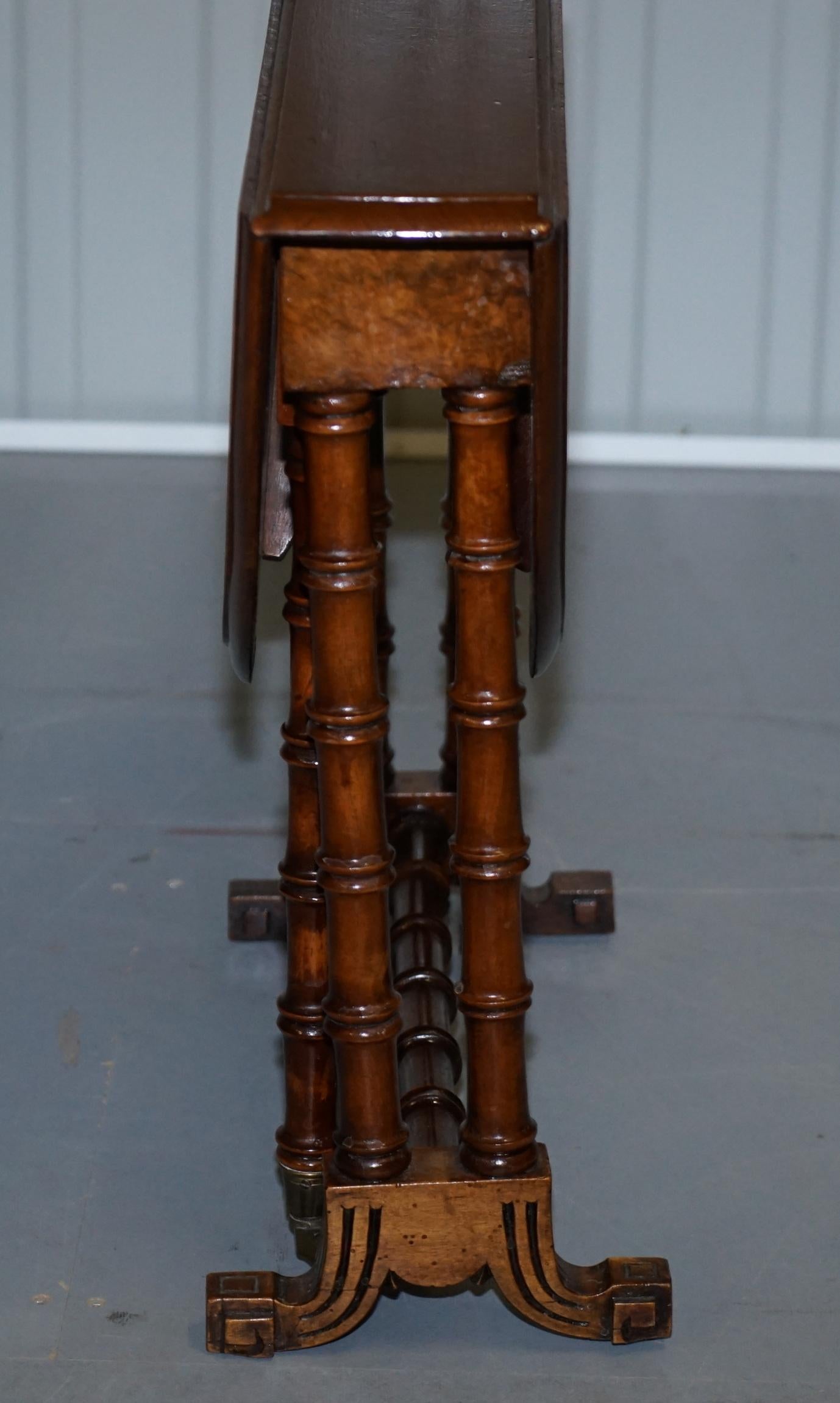 Rare Victorian Small Salesman Sample Famboo Gatele Folding Table Side Table Size 2