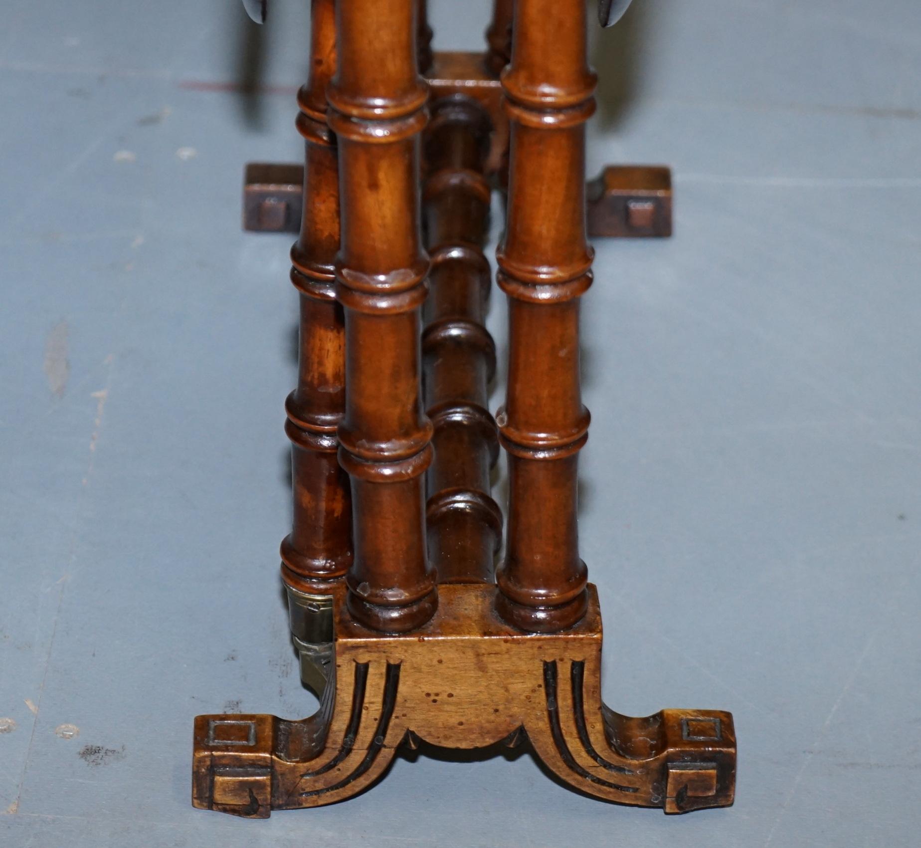 Rare Victorian Small Salesman Sample Famboo Gatele Folding Table Side Table Size 3