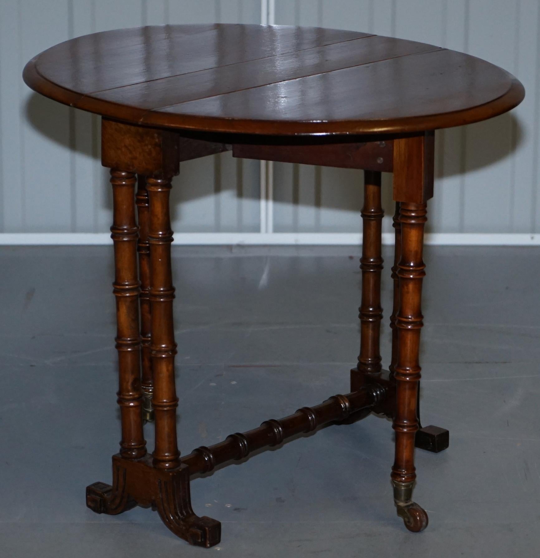 Rare Victorian Small Salesman Sample Famboo Gatele Folding Table Side Table Size 4