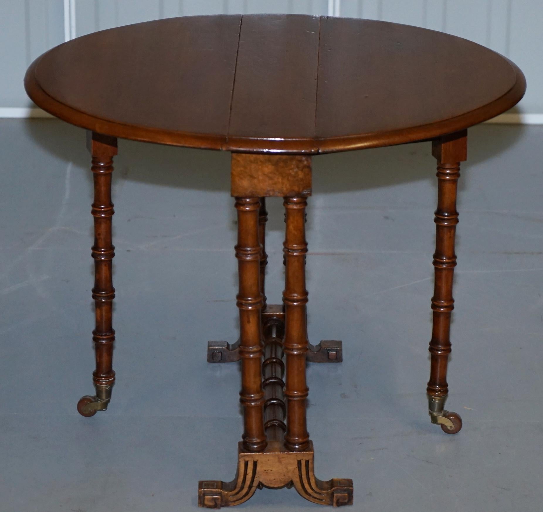 Rare Victorian Small Salesman Sample Famboo Gatele Folding Table Side Table Size 5