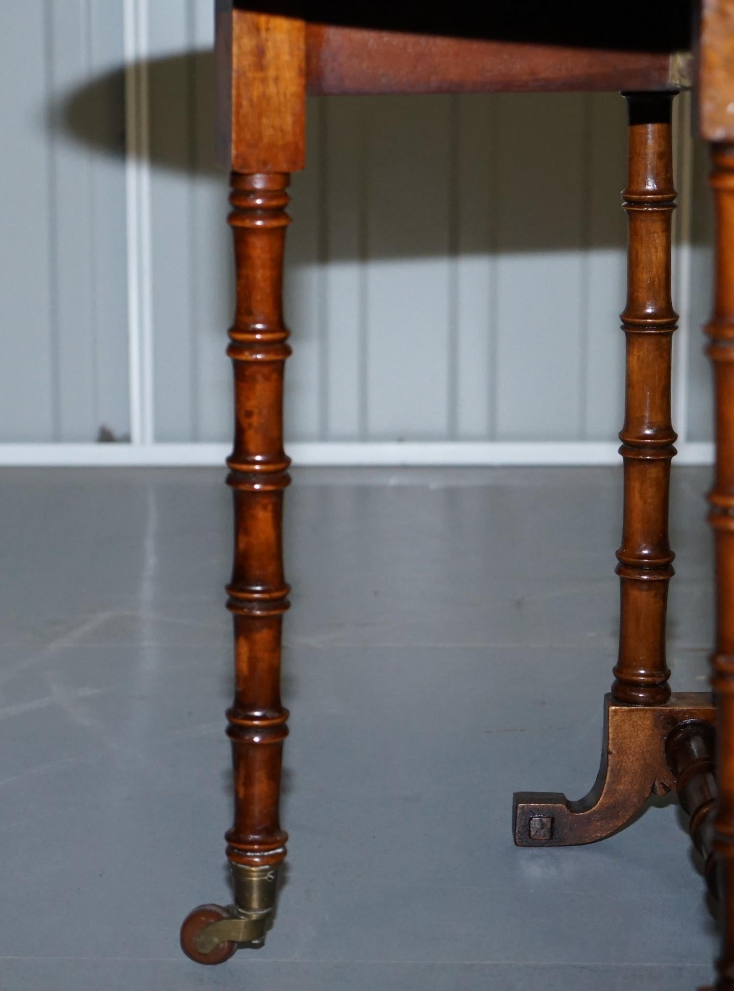 Rare Victorian Small Salesman Sample Famboo Gatele Folding Table Side Table Size 8