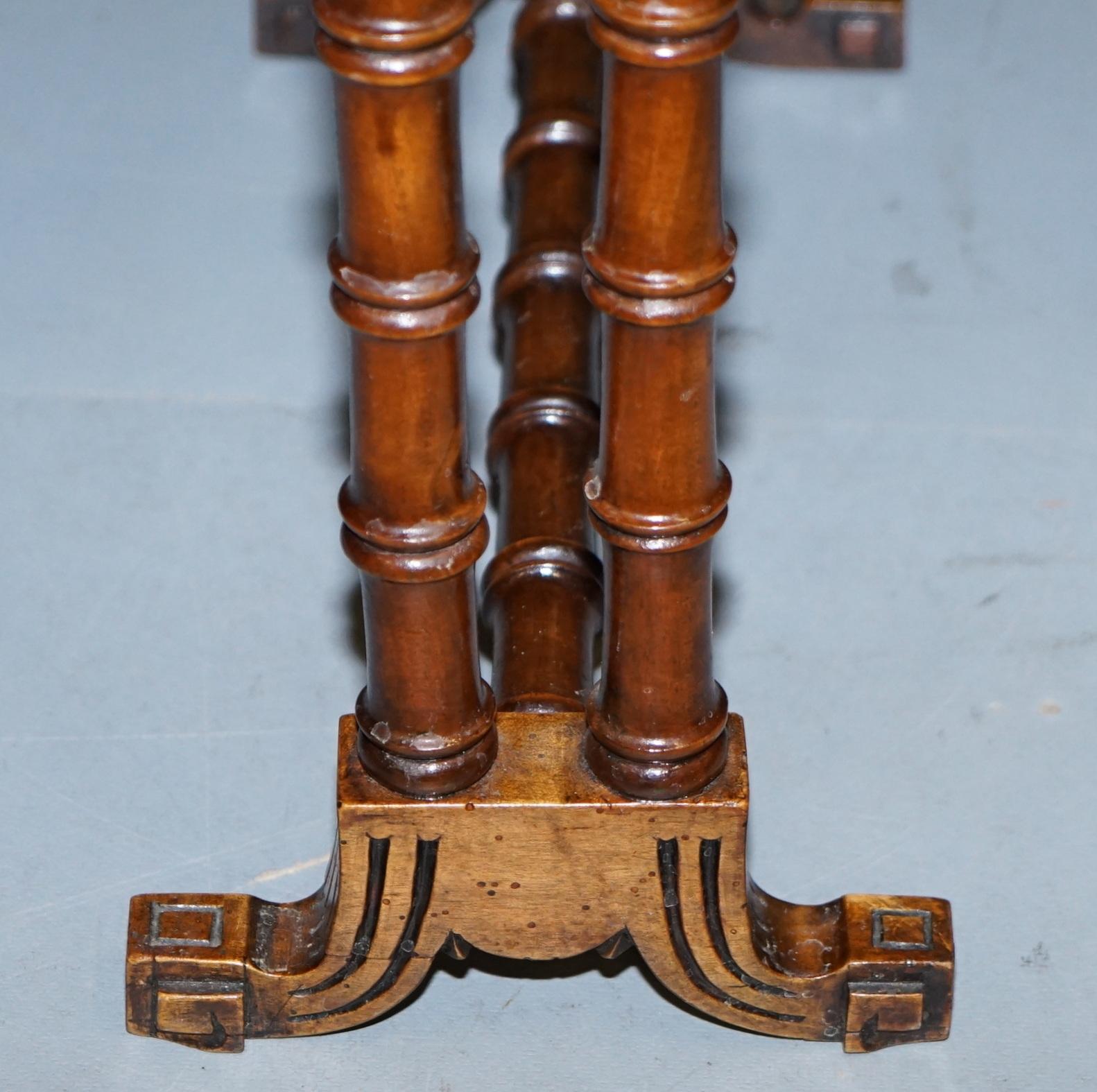 Rare Victorian Small Salesman Sample Famboo Gatele Folding Table Side Table Size 10