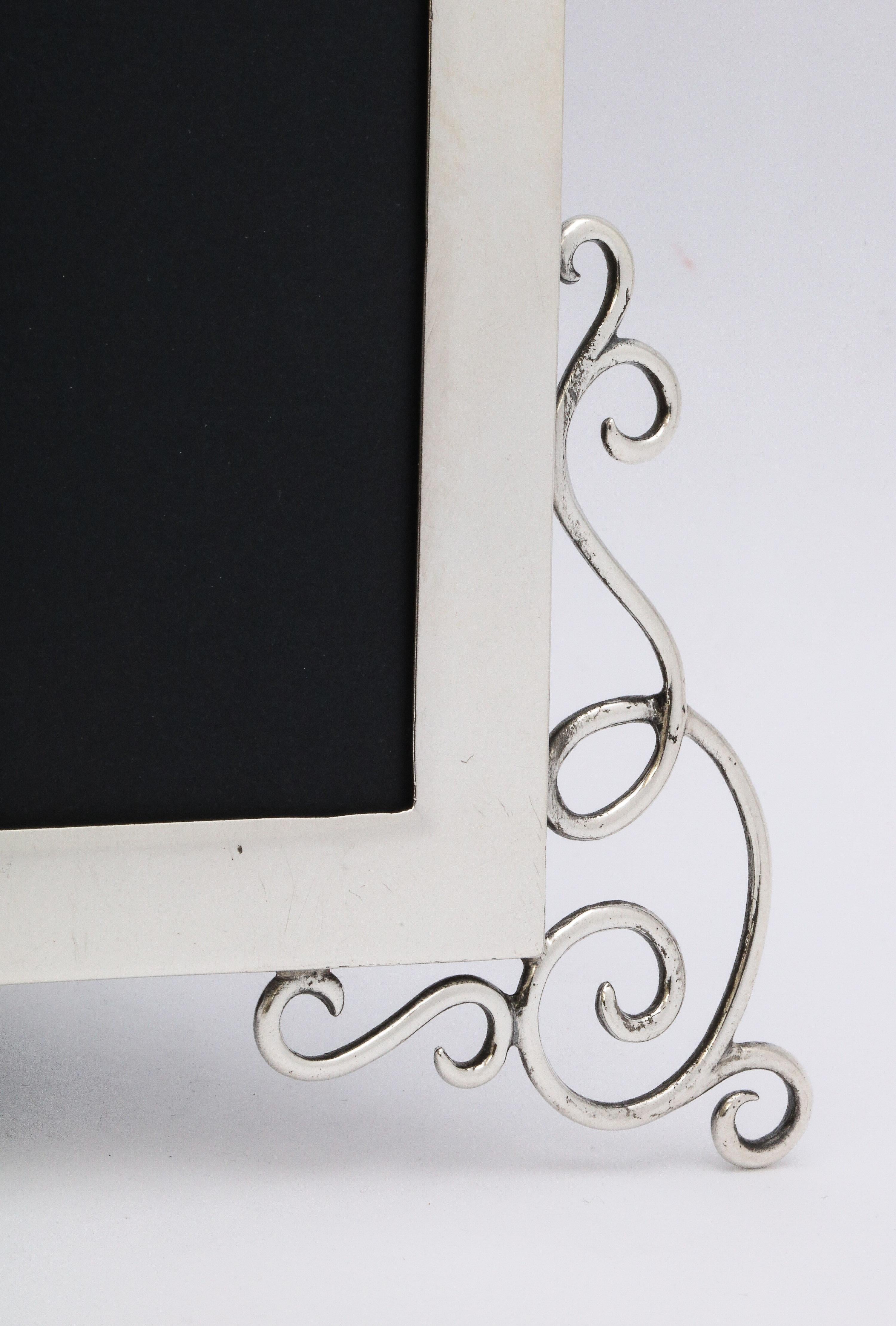 Rare Victorian Sterling Silver Footed Picture Frame With Equestrian Motif 5