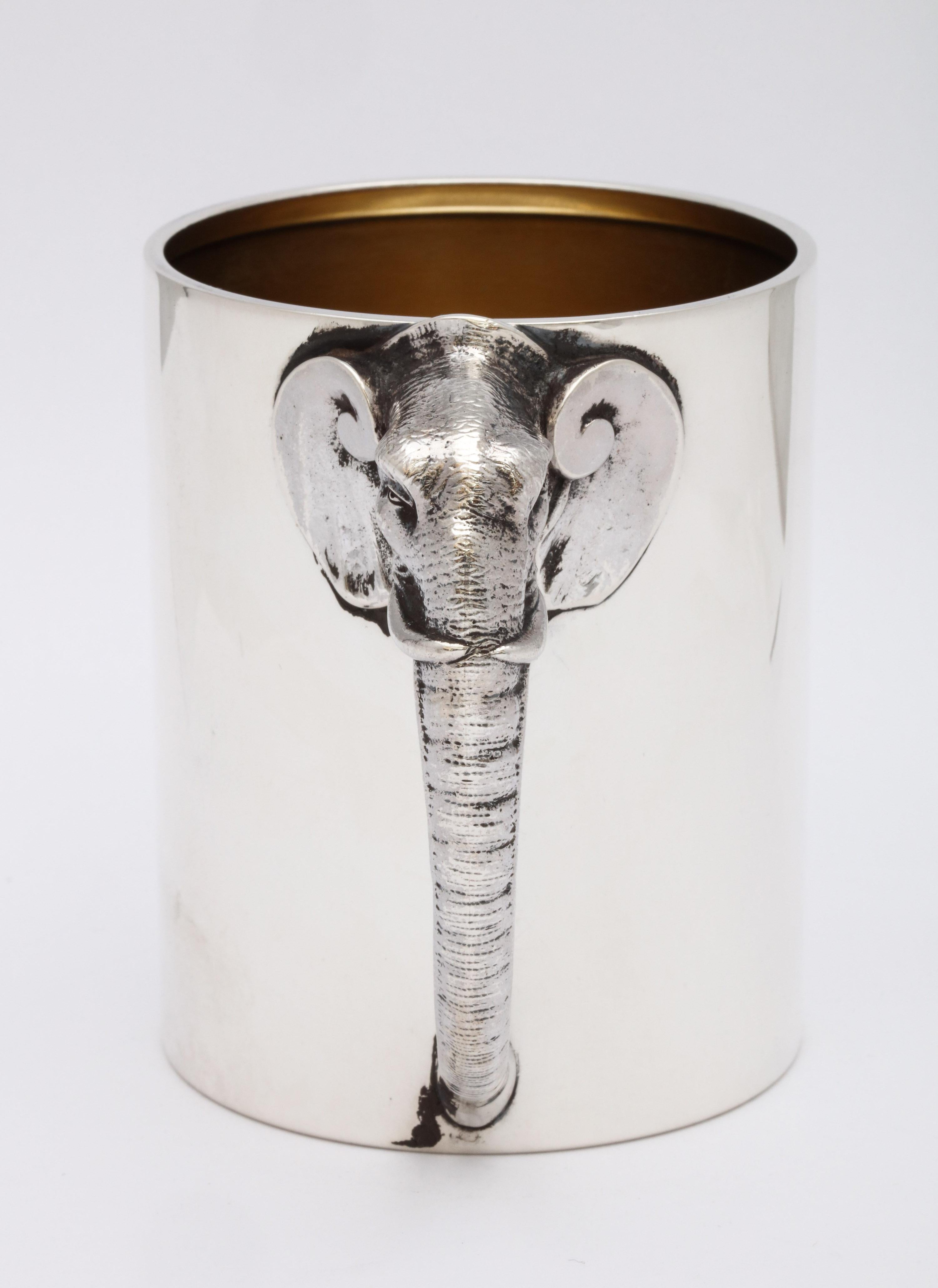 American Rare Victorian Sterling Silver Mug/Cup with Elephant-Form Handle by Gorham