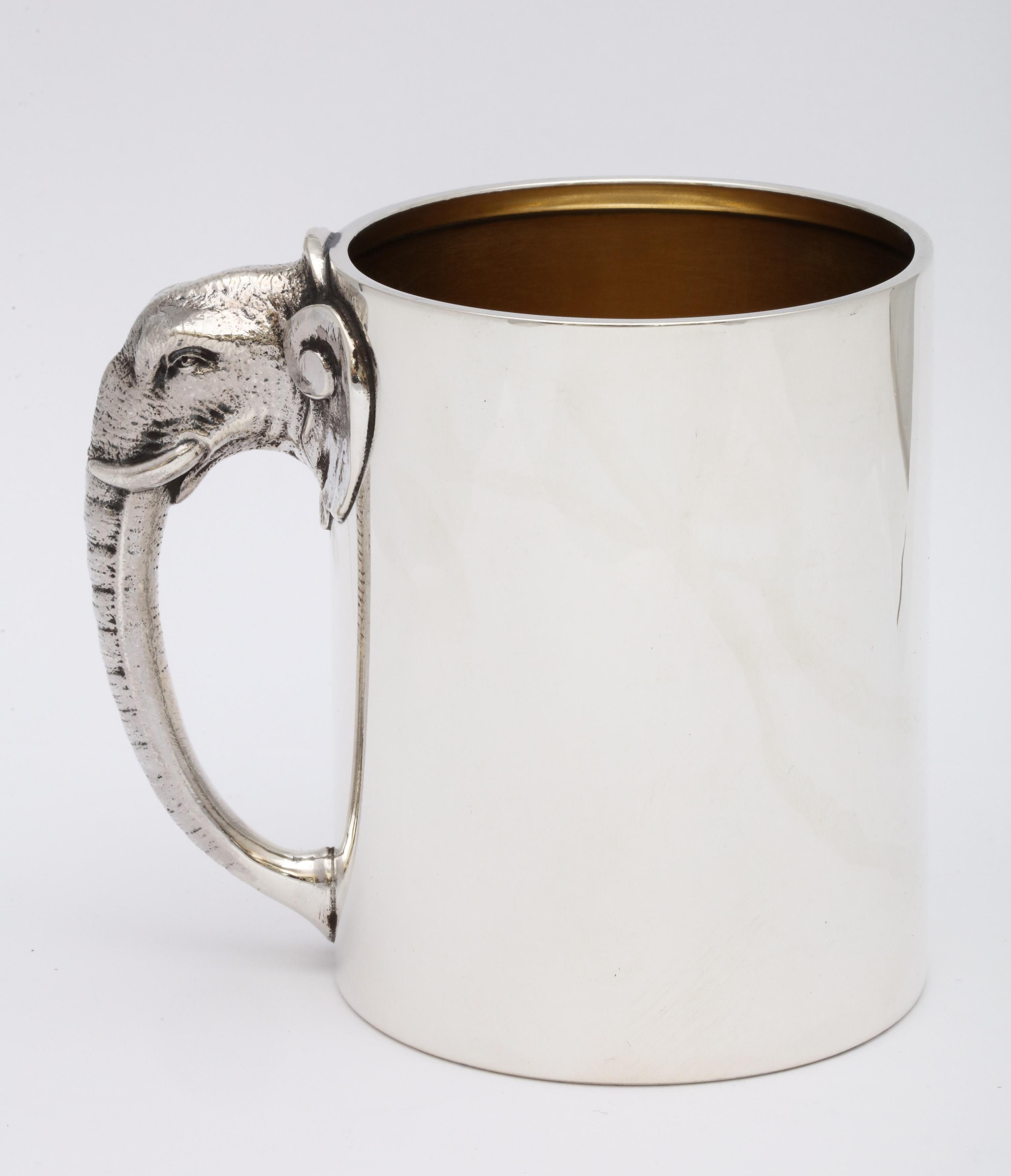 Rare Victorian Sterling Silver Mug/Cup with Elephant-Form Handle by Gorham In Good Condition In New York, NY