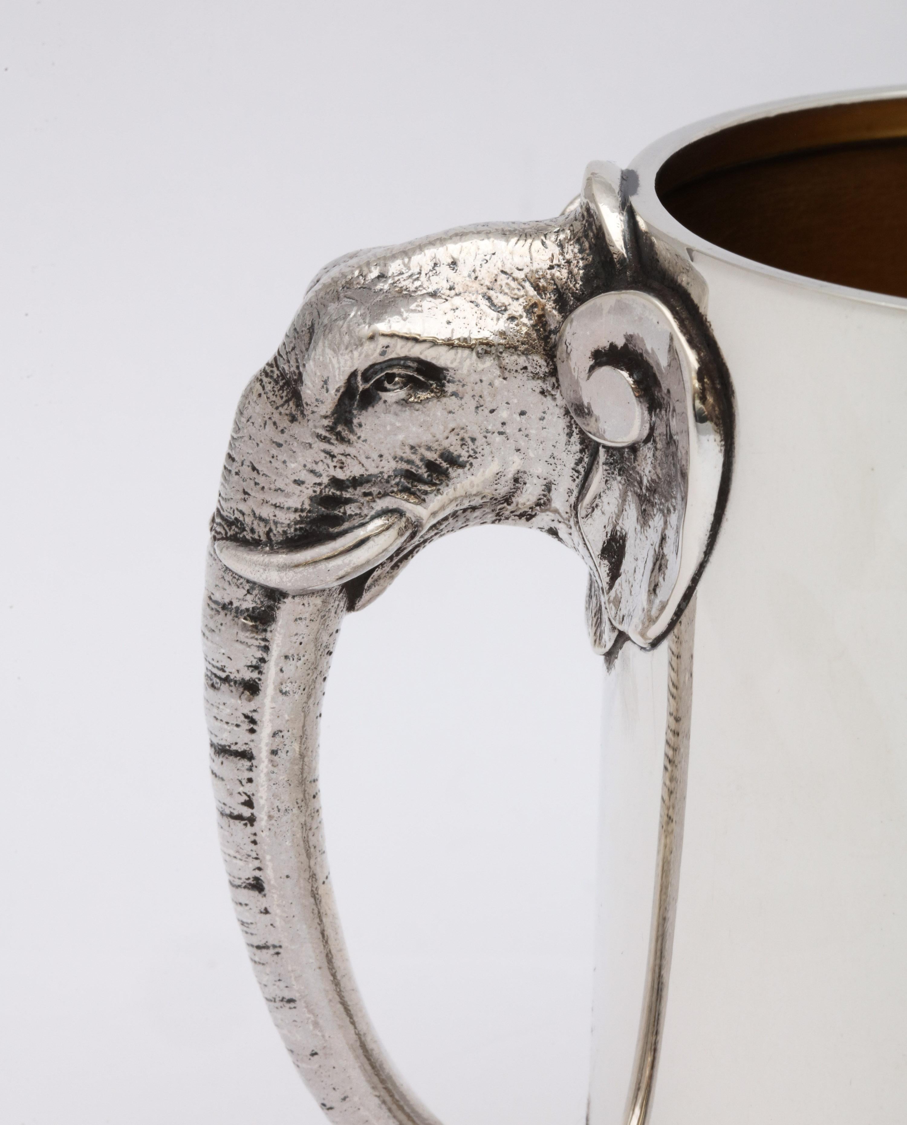 Late 19th Century Rare Victorian Sterling Silver Mug/Cup with Elephant-Form Handle by Gorham