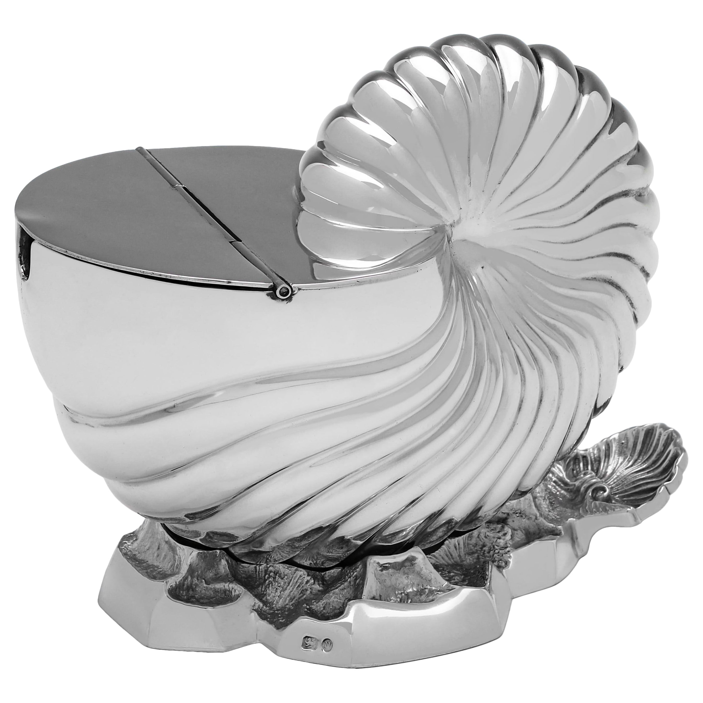 Seltene viktorianische Sterling Silber Nautilus Muschel Löffel Wärmer von Elkington im Jahr 1894