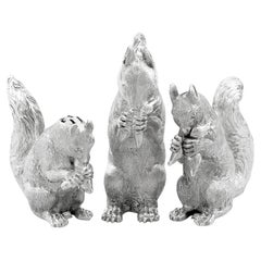 Rare Victorian Sterling Silver Squirrel Condiment Set
