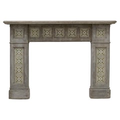 Rare Victorian Stone Fireplace Surround with Minton Tiles Antique Rare Victorian Stone Fireplace Surround with Minton Tiles